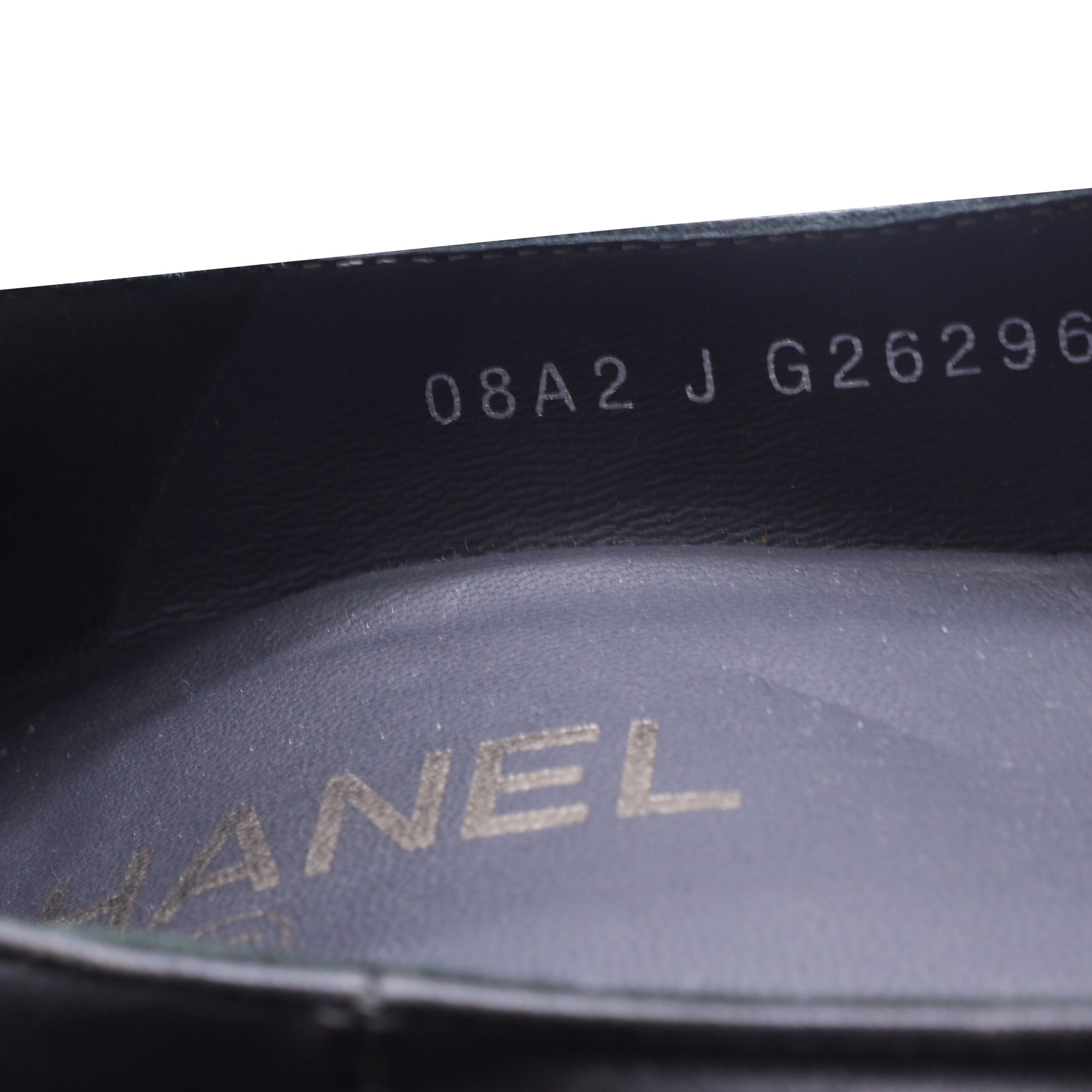 Women's  Chanel CC Cap Toe Block-Heel Pumps in Dark Grey Leather