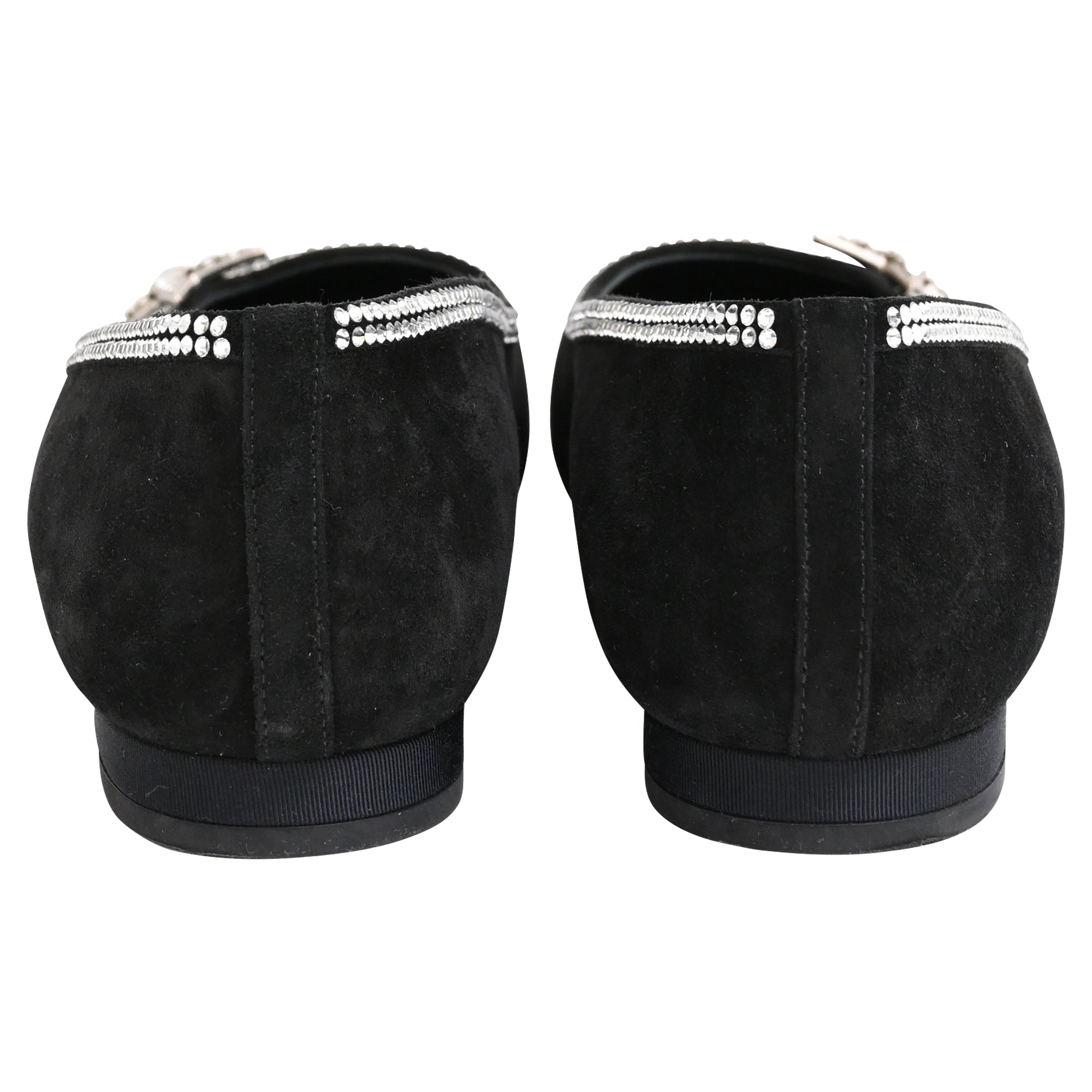 Women's Chanel Cap Toe Star Ballet Flats in Black Suede