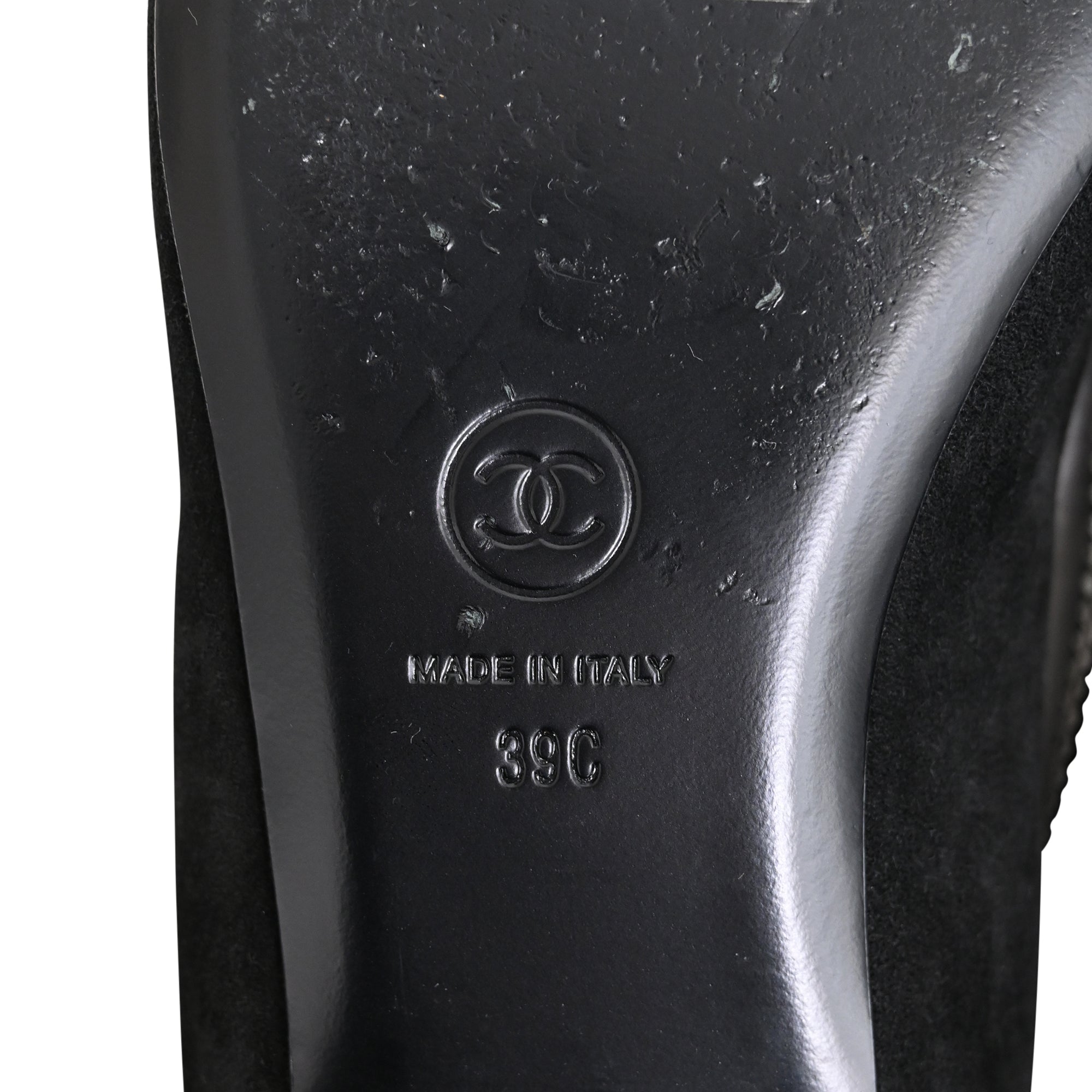 Women's Chanel Cap Toe Star Ballet Flats in Black Suede