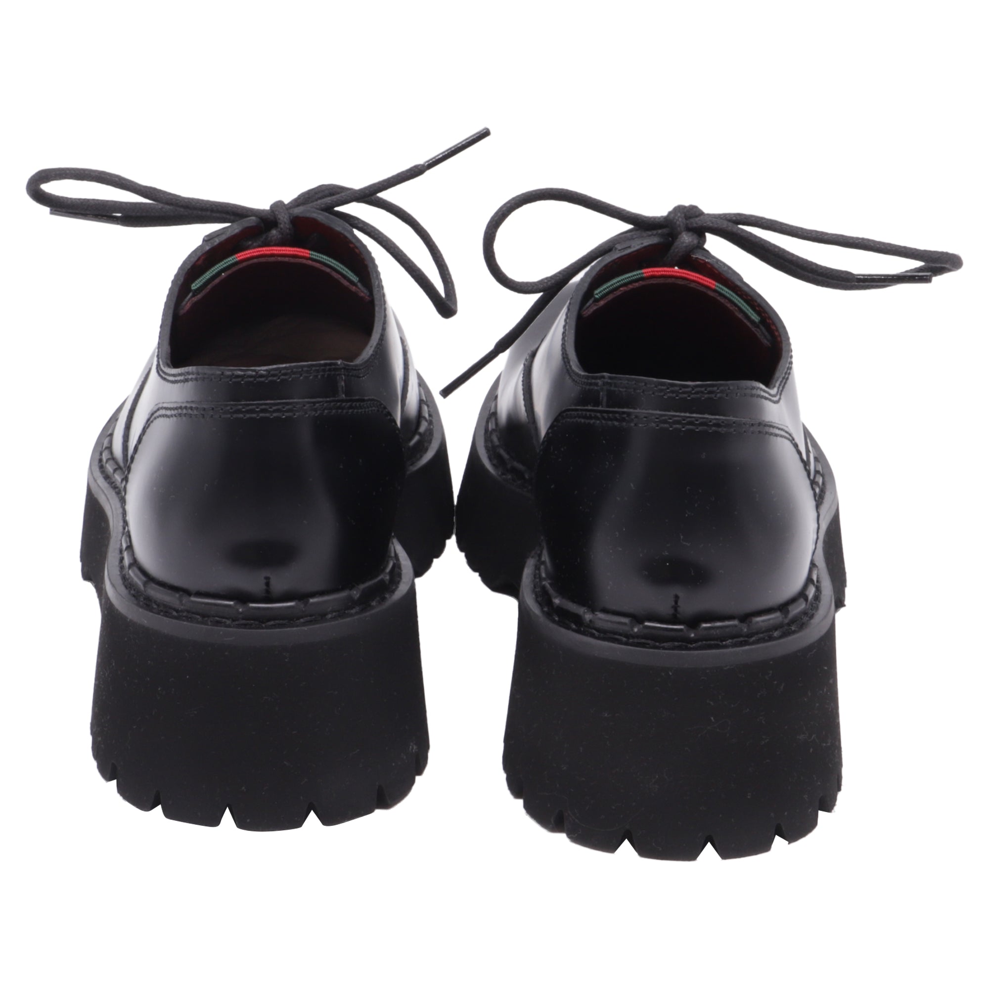 Women's Gucci Thea Lug Sole Derby Shoes in Black Leather