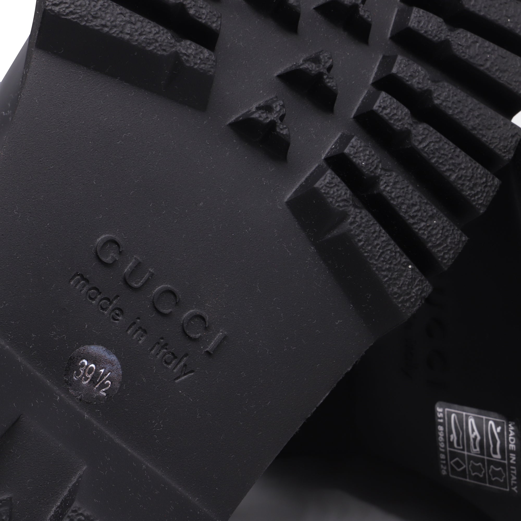 Women's Gucci Thea Lug Sole Derby Shoes in Black Leather