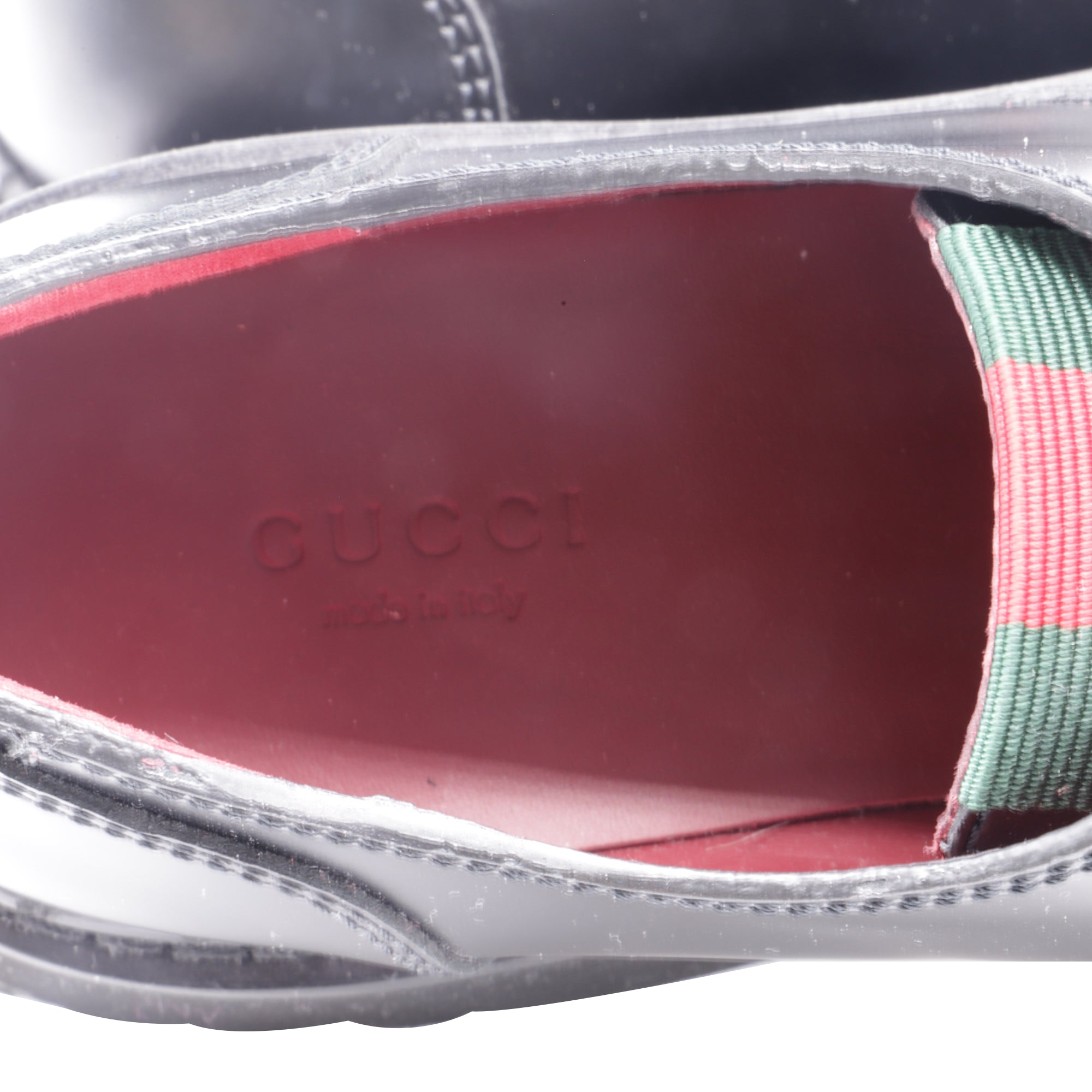 Women's Gucci Thea Lug Sole Derby Shoes in Black Leather