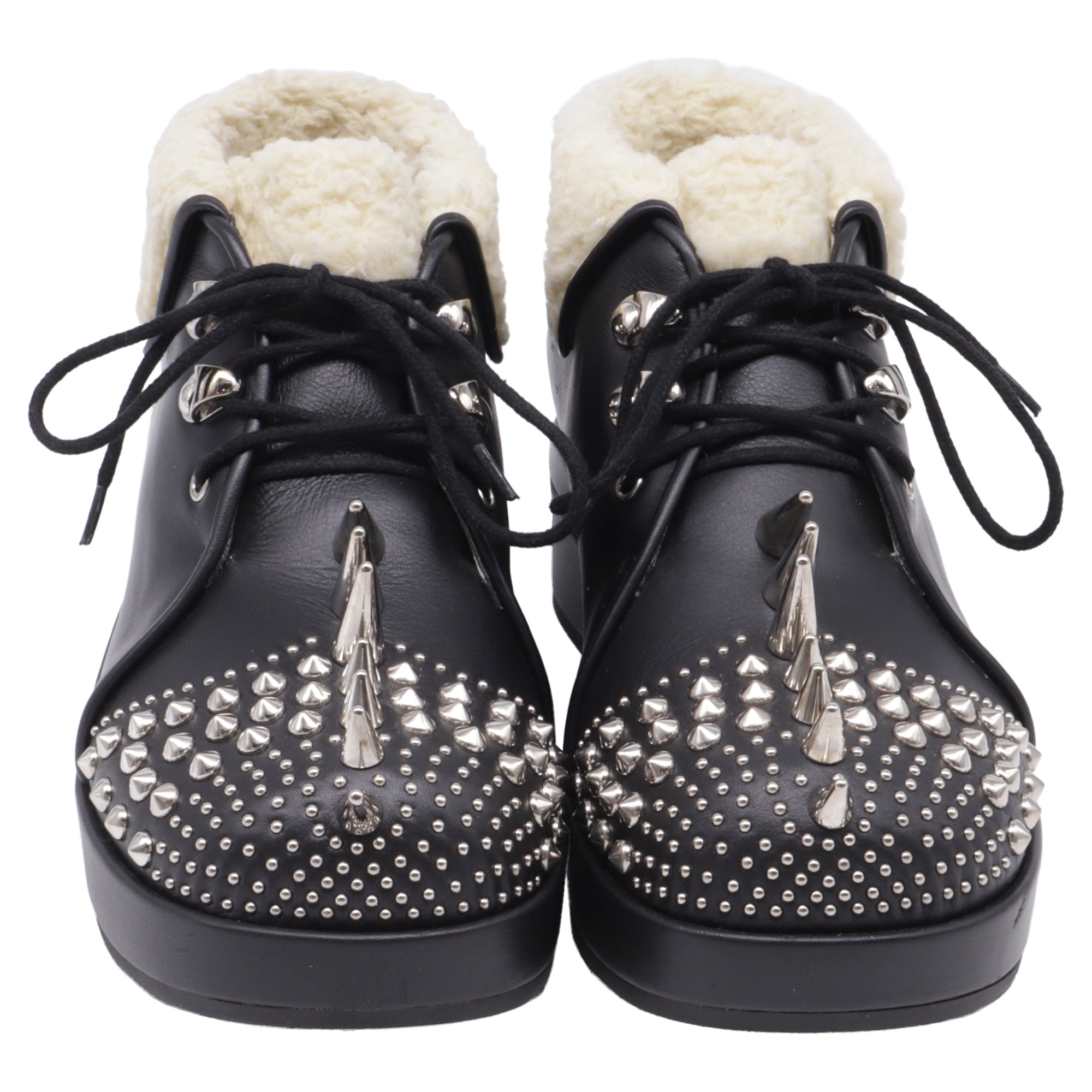 Women's Gucci Harlem Spike Shear-Lined Ankle Boots in Black Leather