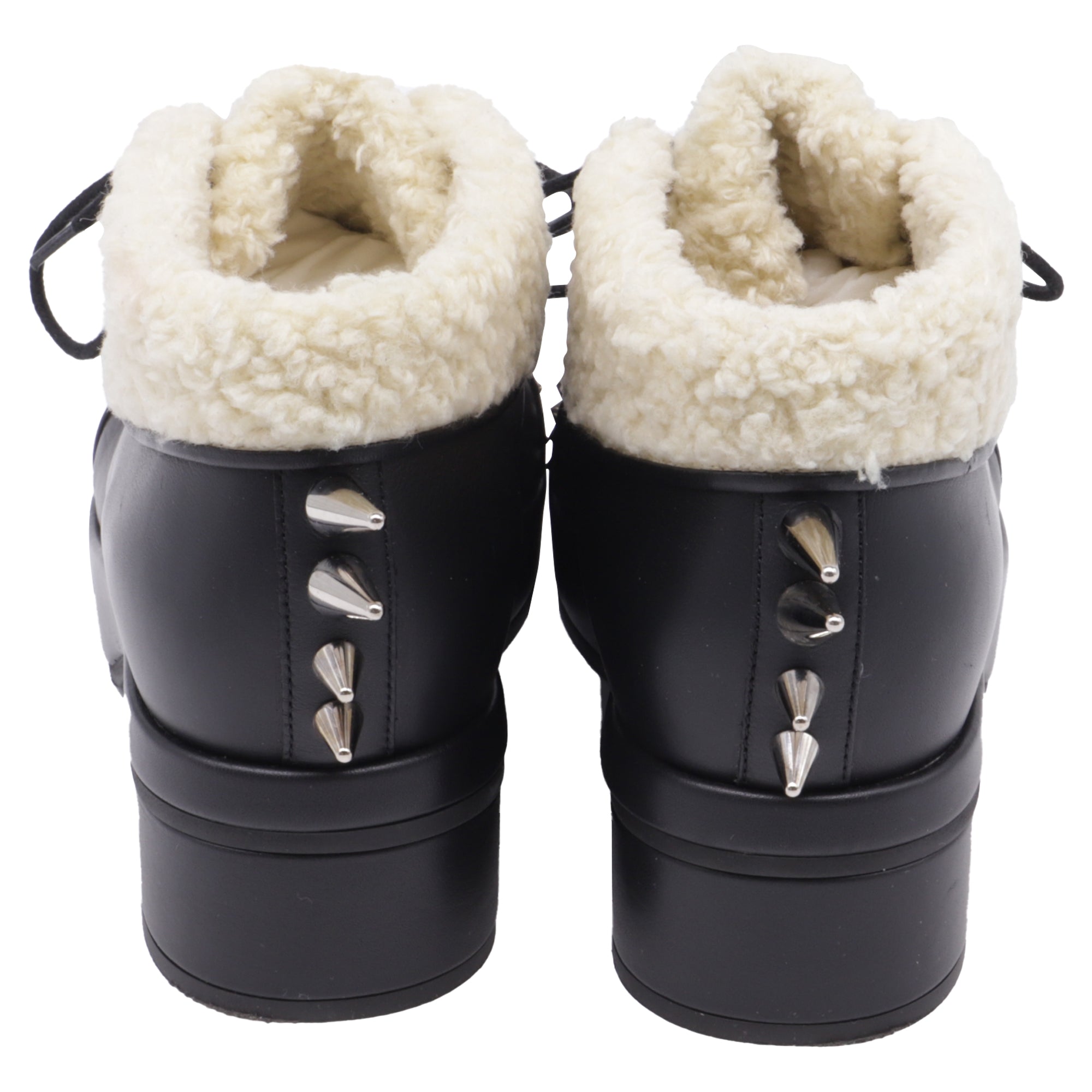 Women's Gucci Harlem Spike Shear-Lined Ankle Boots in Black Leather