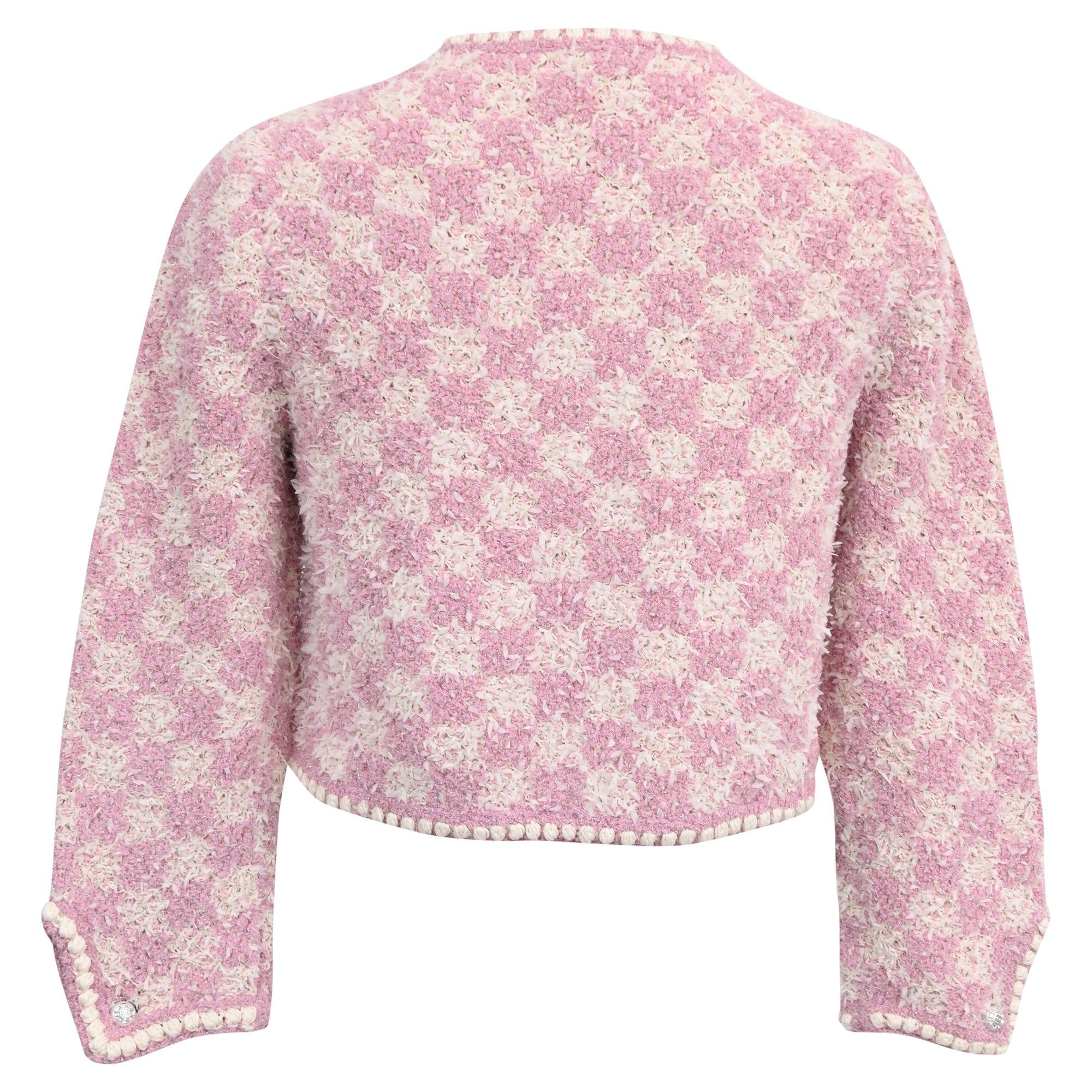 Women's Chanel 2023 Tweed Pattern Evening Jacket in Pink Cotton