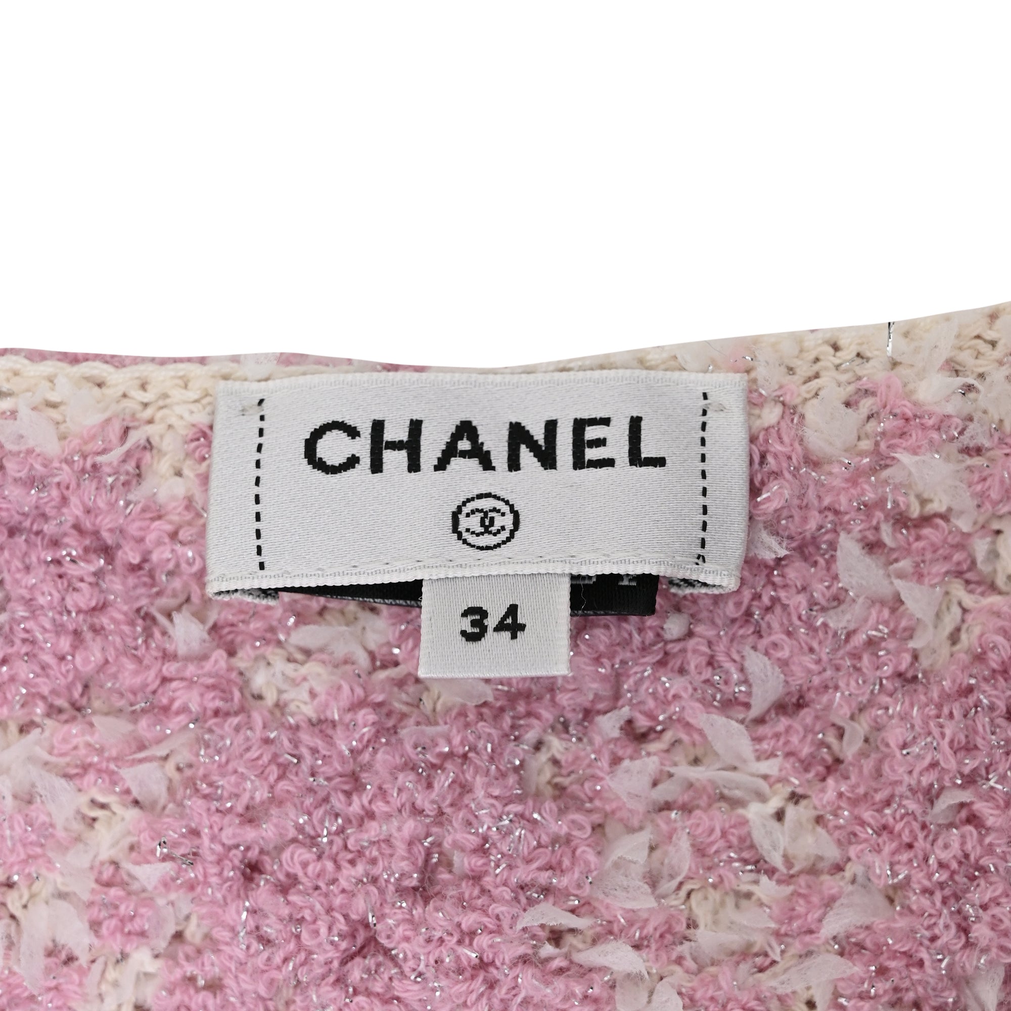 Women's Chanel 2023 Tweed Pattern Evening Jacket in Pink Cotton
