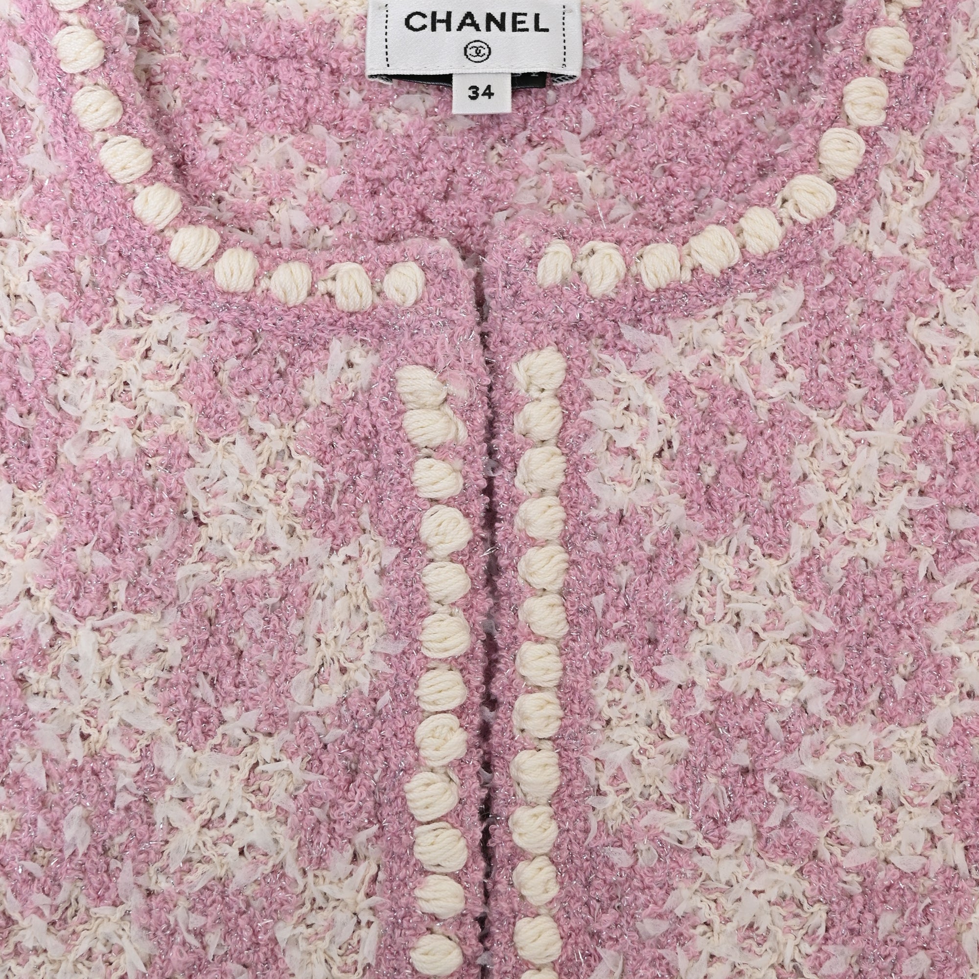 Women's Chanel 2023 Tweed Pattern Evening Jacket in Pink Cotton