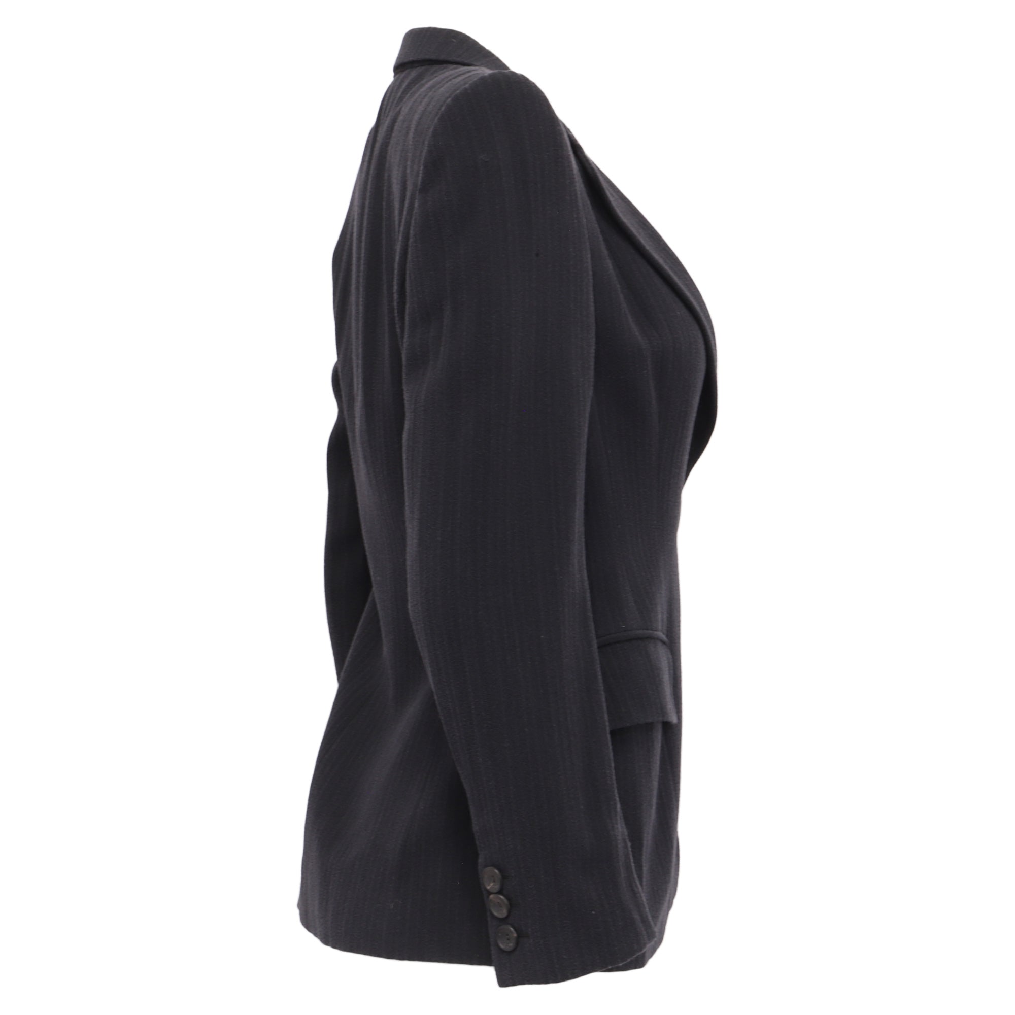 Women's  Gucci Single-Breasted Striped Blazer with Pockets in Black Viscose