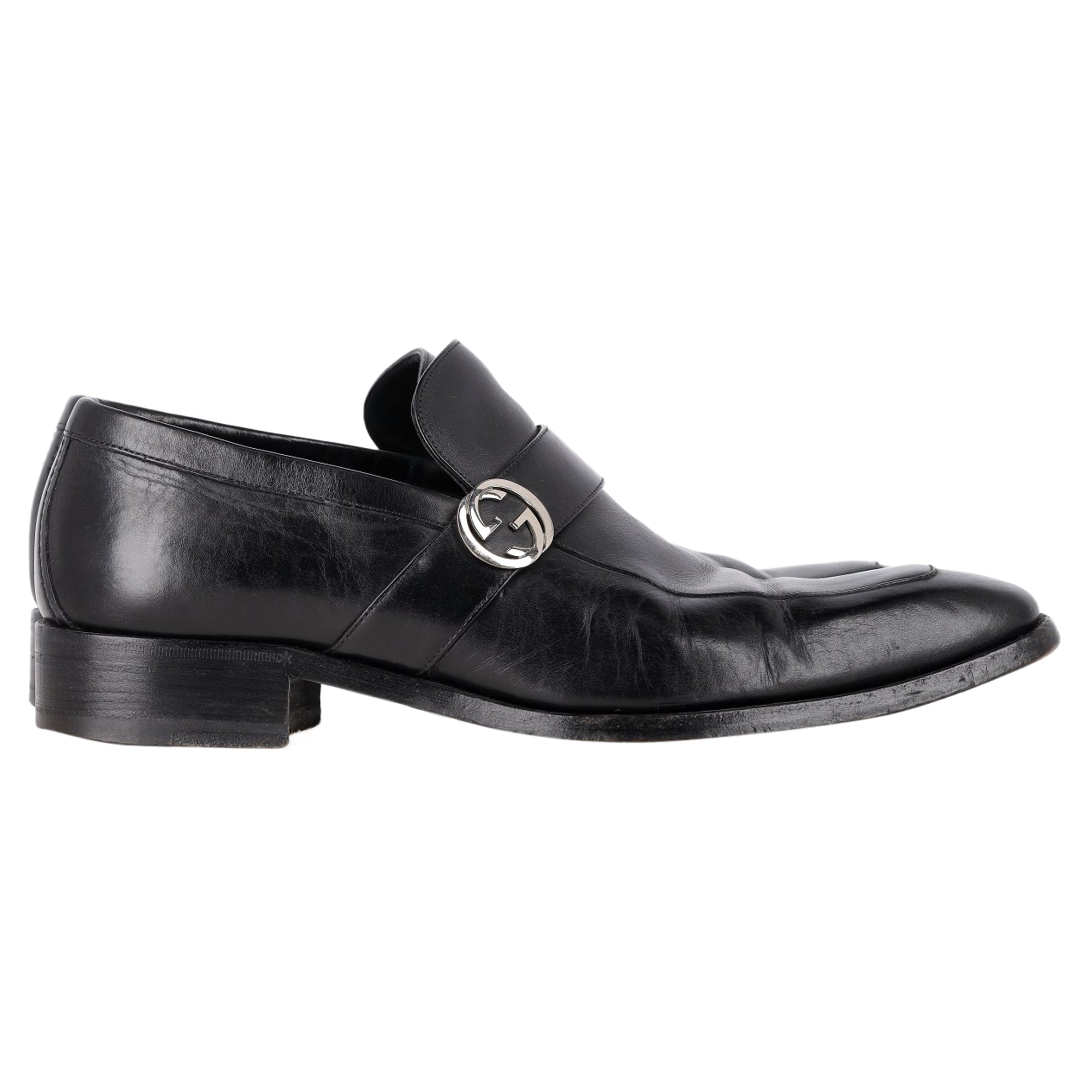 Men's Gucci Interlocking G Slip-On Loafers in Black Leather