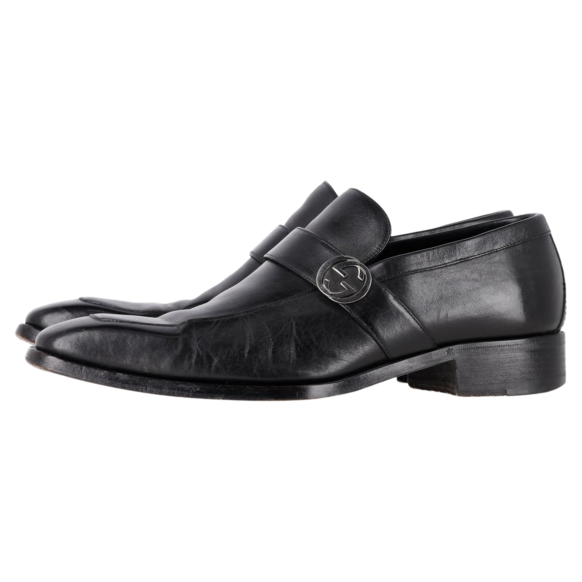 Men's Gucci Interlocking G Slip-On Loafers in Black Leather