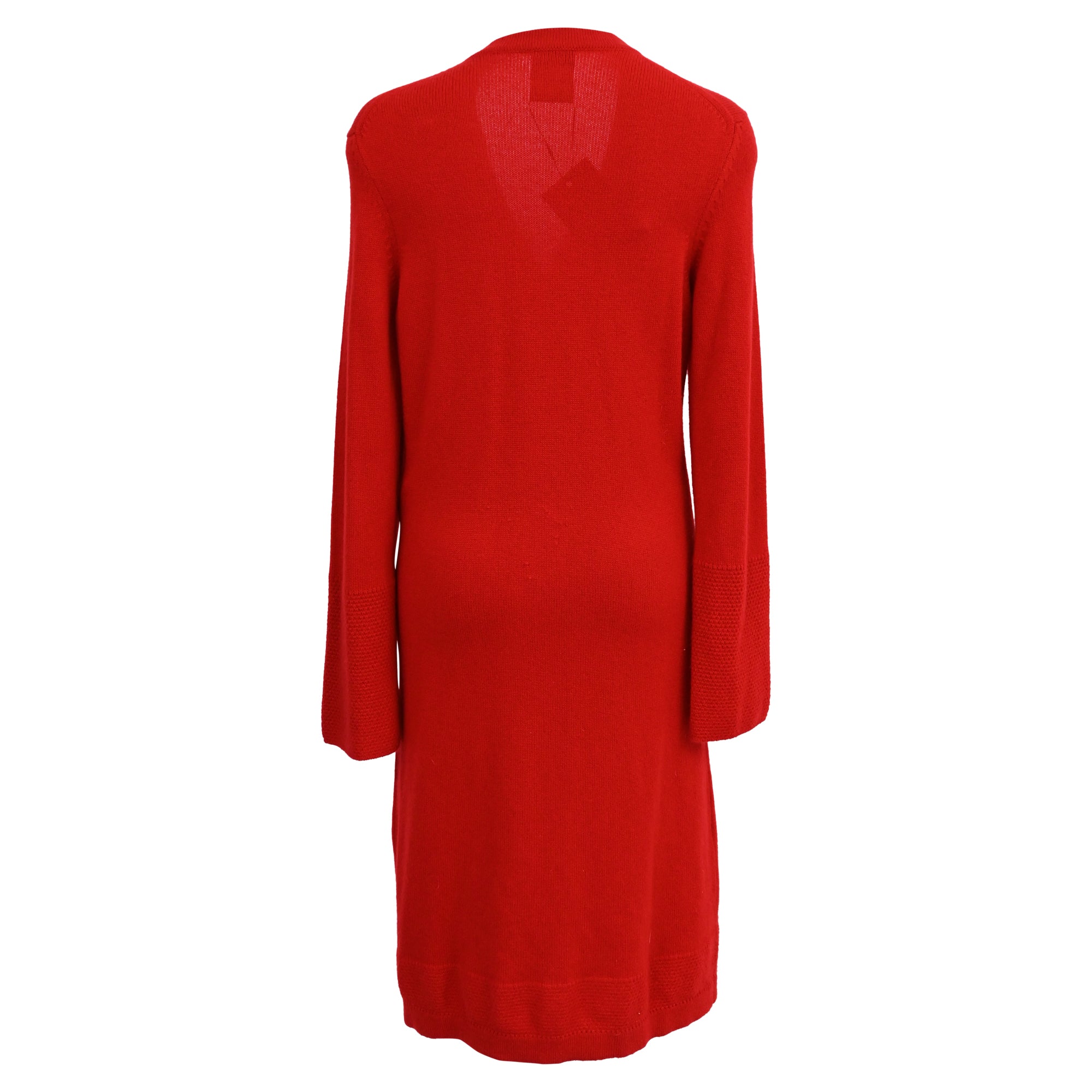 Women's Chanel Button-Down Knitted Long Cardigan in Red Cashmere