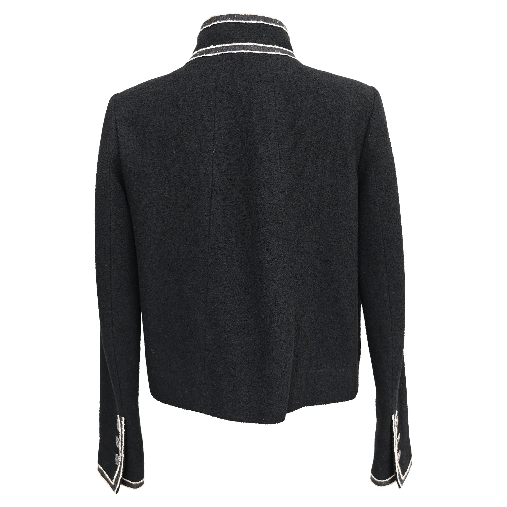 Women's Chanel 14C Tweed Blazer with Pockets in Black Wool