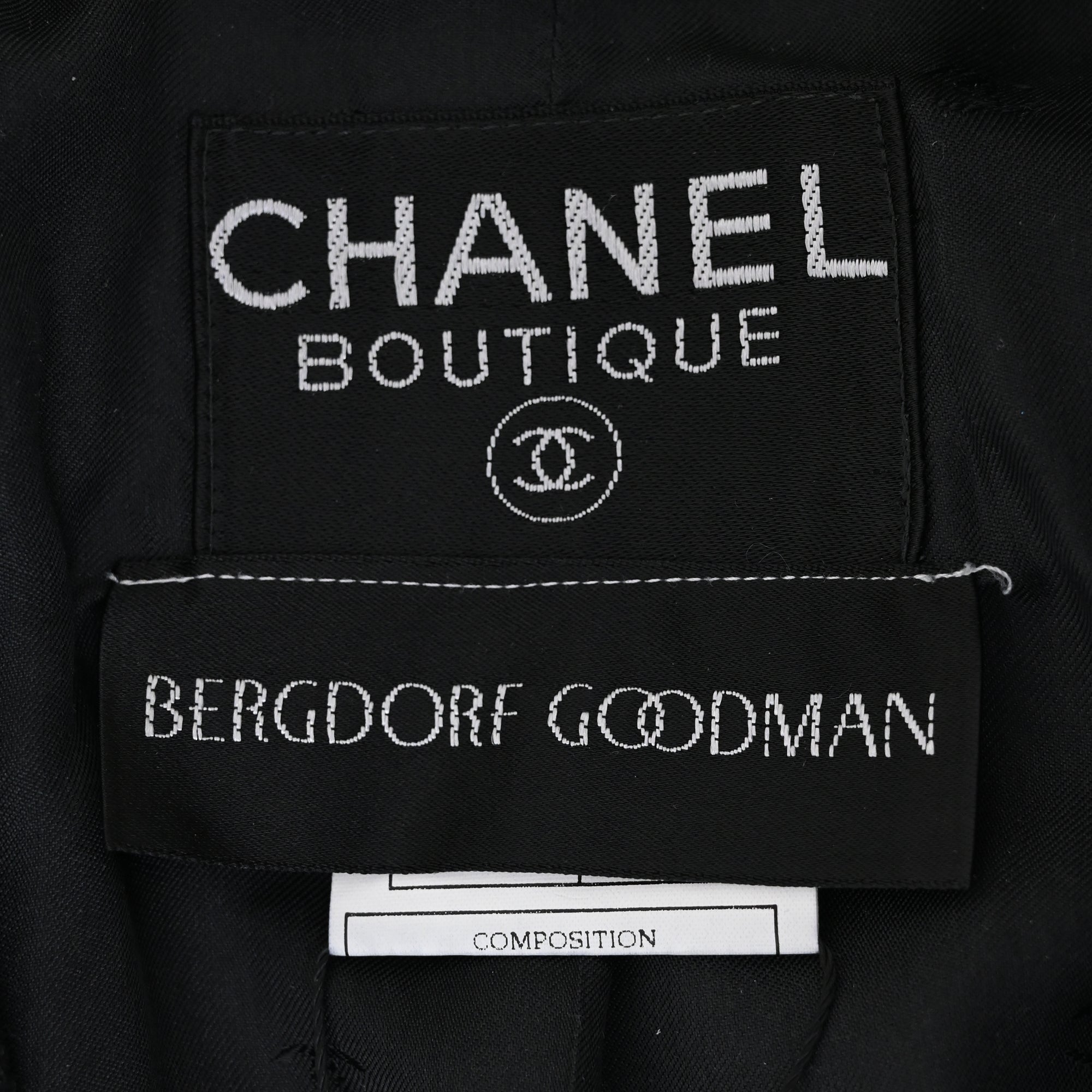 Women's Chanel Boutique Double-Breasted Peacoat in Black Wool