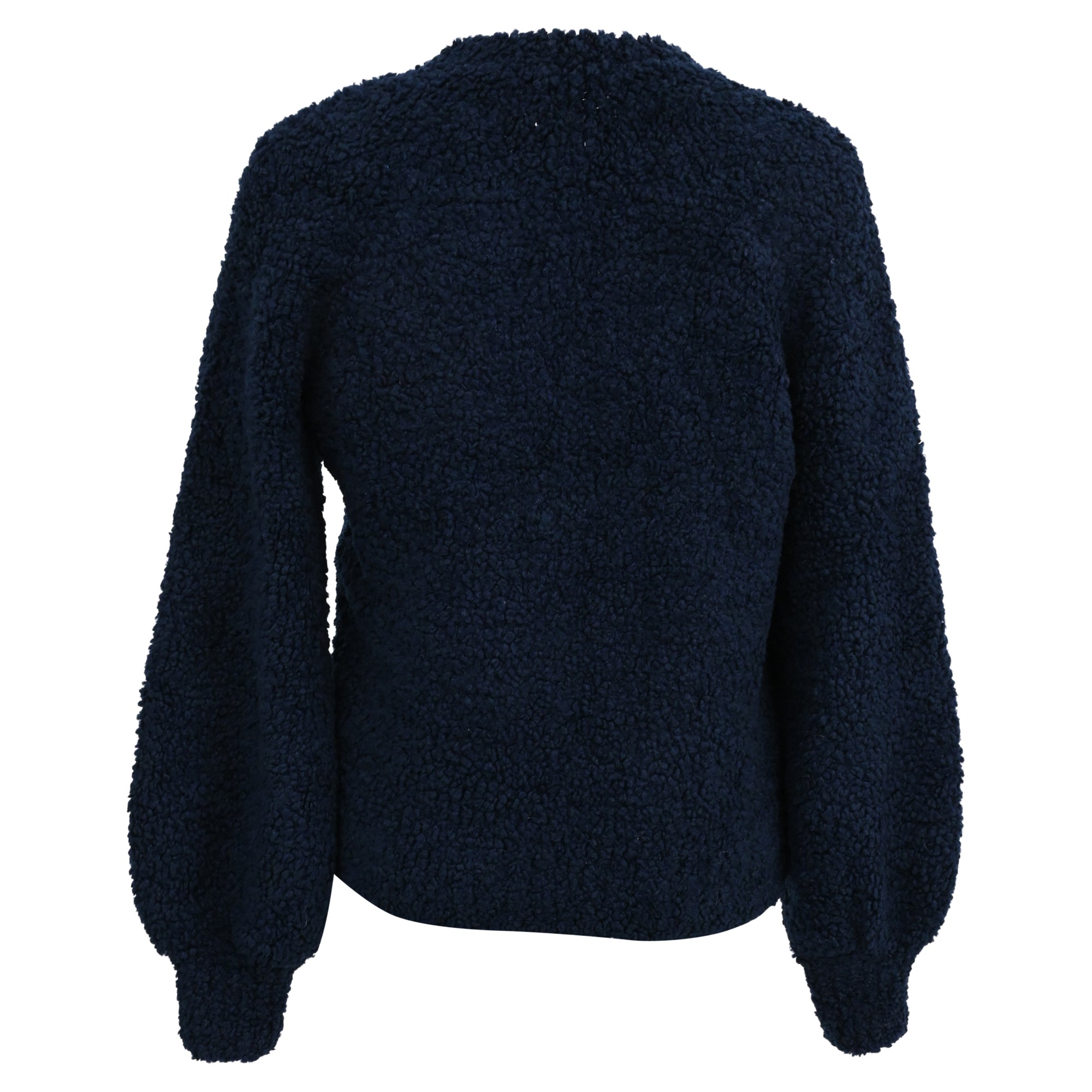 Women's Chanel CC Embroidered Sheared Sweater in Navy Blue Wool