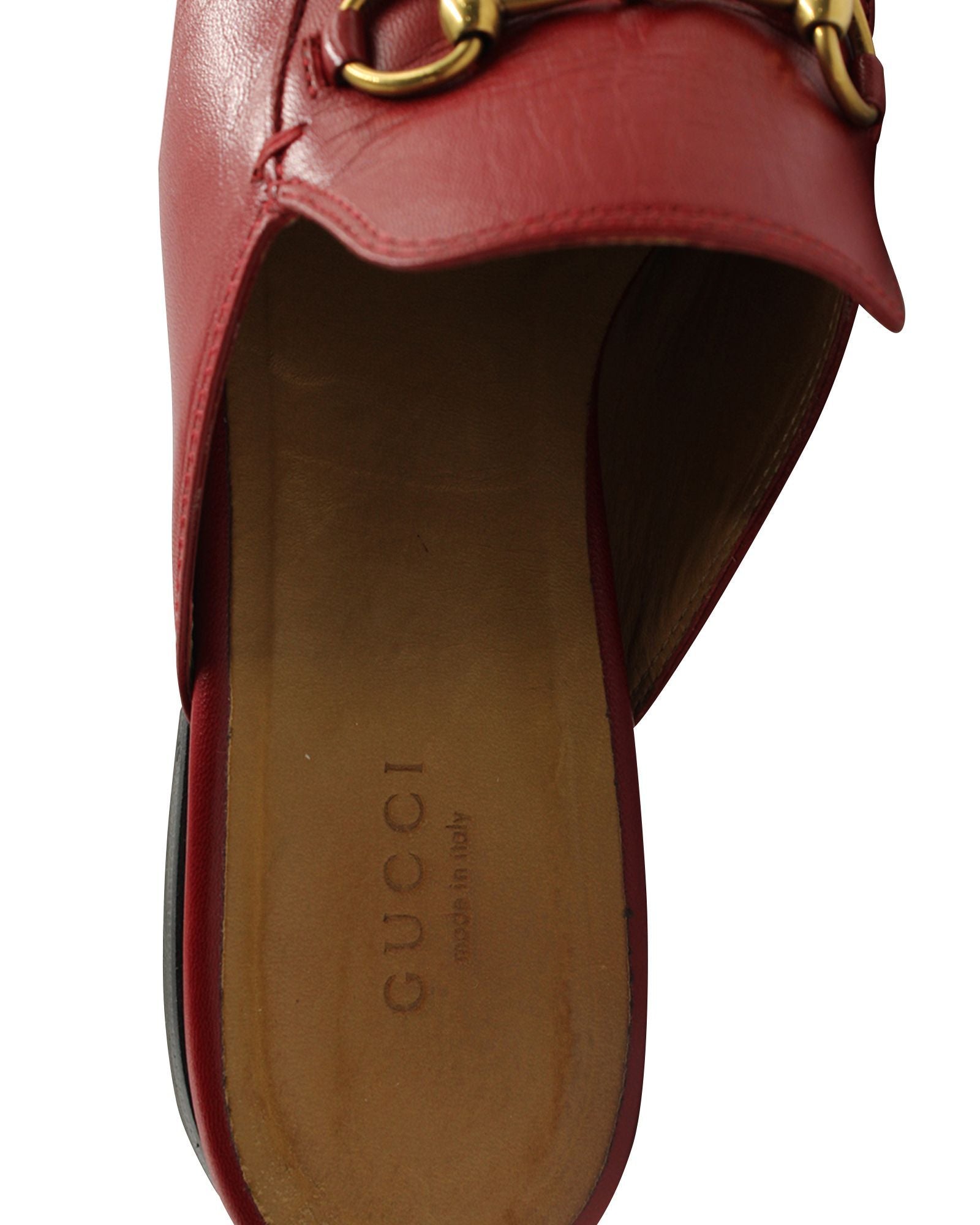 Women's Red Mules with Horsebit