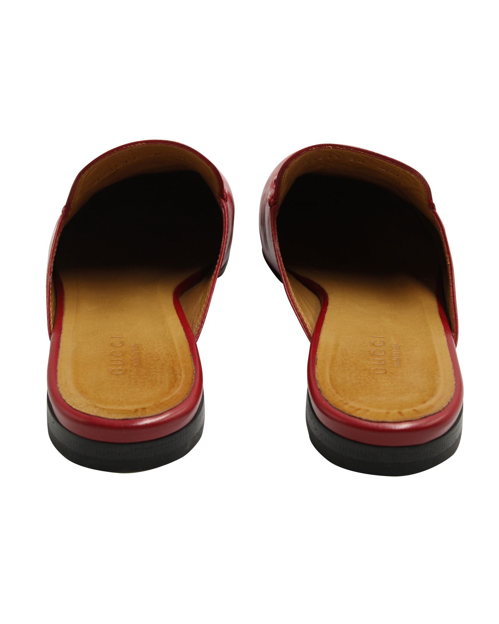 Women's Red Mules with Horsebit