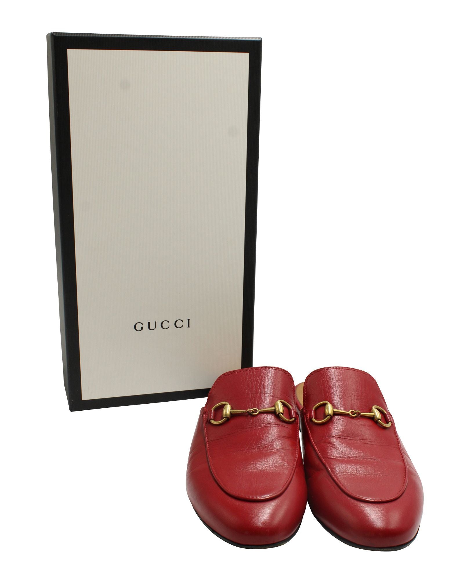 Women's Red Mules with Horsebit