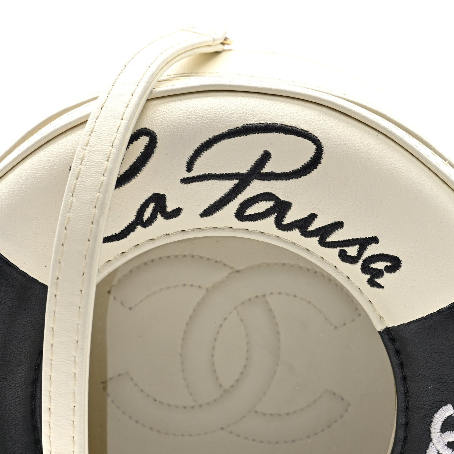 Lambskin Coco Lifesaver Round Bag Black White
