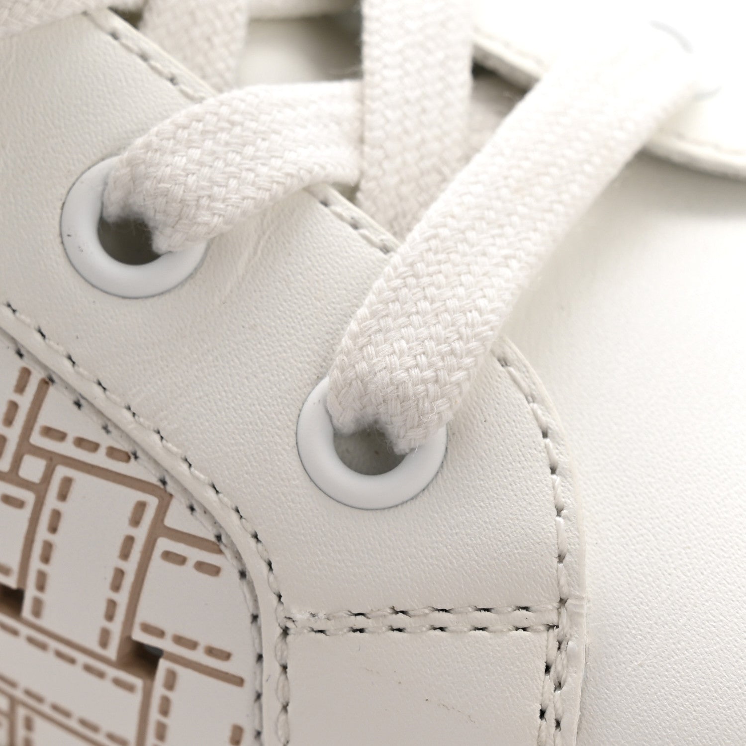 Calfskin Perforated Mosaic Day Sneakers 37.5 White