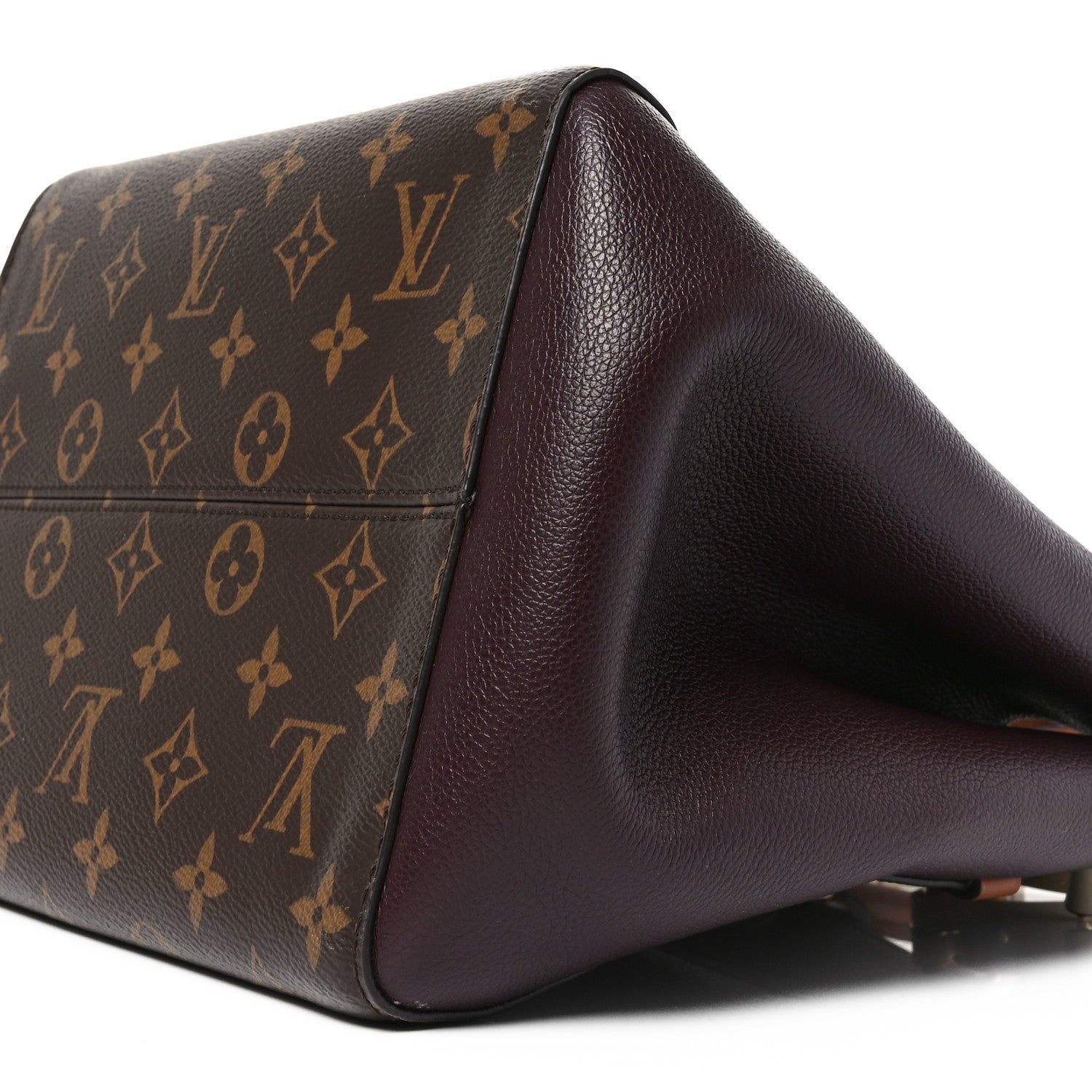 Calfskin Monogram Fold Tote MM Black Wine Cream