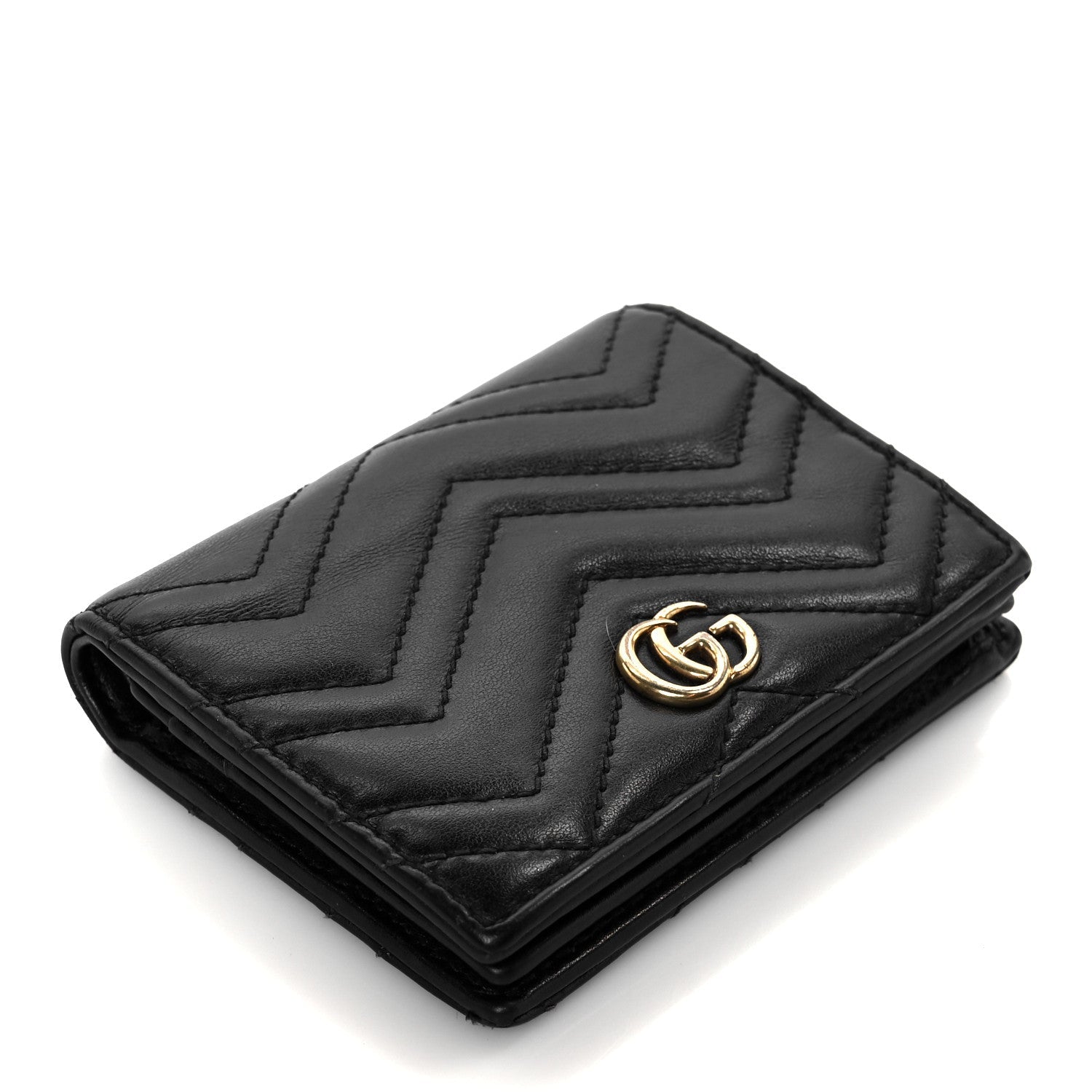 Calfskin Matelasse GG Marmont Card Case Wallet Black