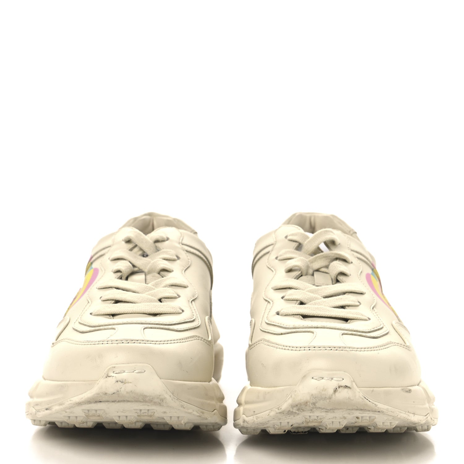 Calfskin Heart Rhyton Sneakers 39.5 Ivory