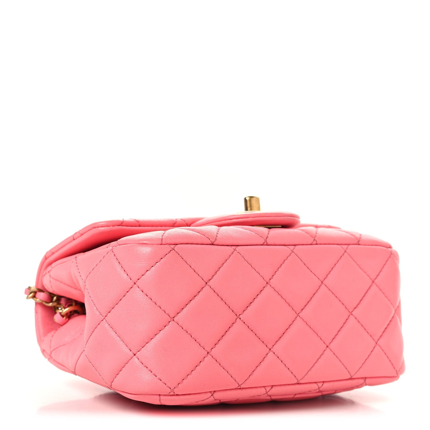 Lambskin Quilted Mini Pearl Crush Flap Pink