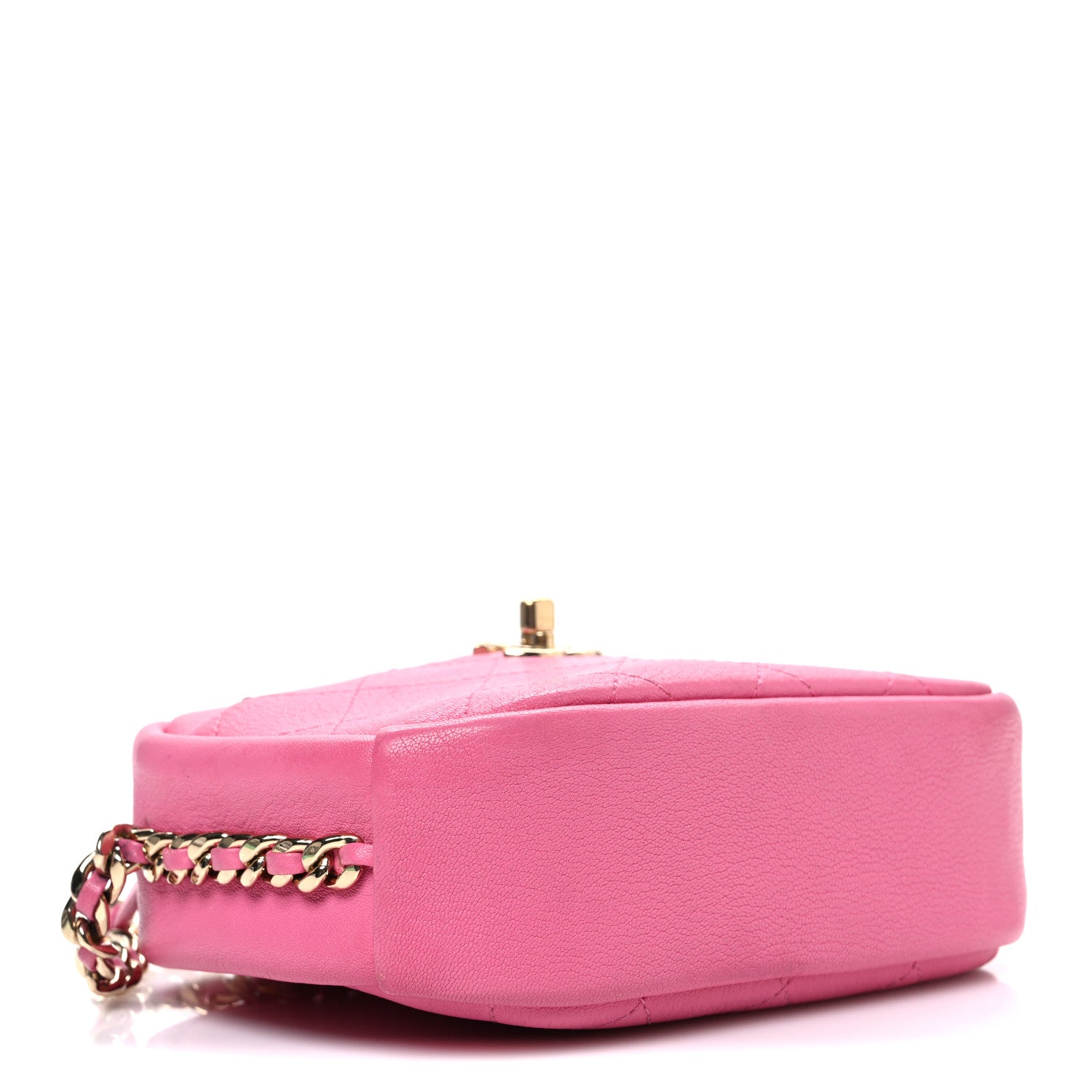 Goatskin Quilted Small Casual Trip Camera Case Dark Pink