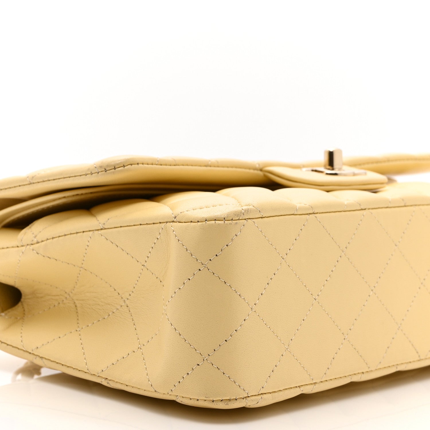 Lambskin Quilted Medium Double Flap Yellow