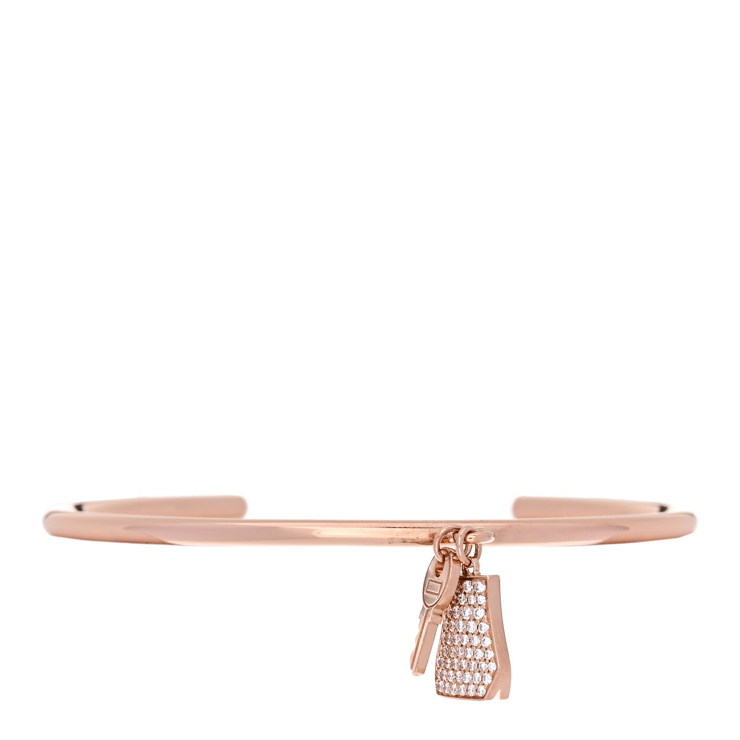 18K Rose Gold Diamond Kelly Clochette Cuff Bracelet SH