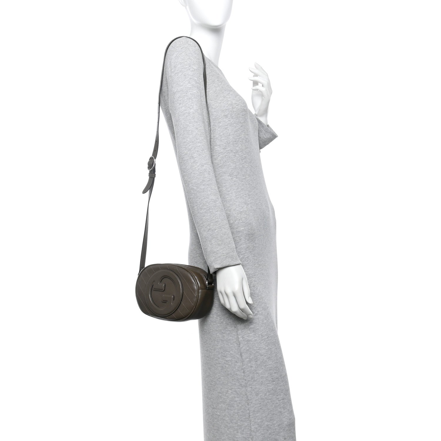 Sakai Be Green Calfskin Diagonal Stitched Mini Blondie Shoulder Bag Craclet Brown