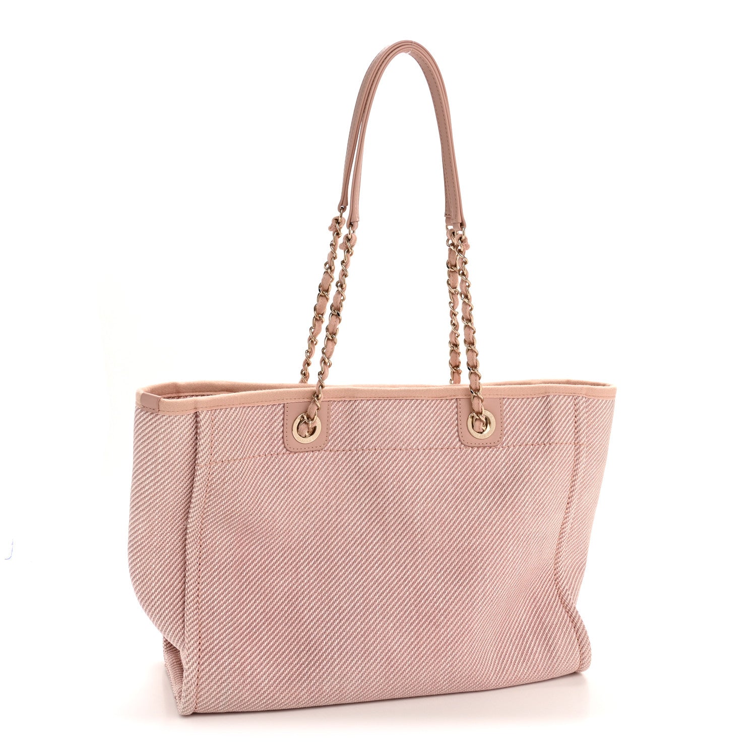 Mixed Fibers Calfskin Small Deauville Tote Rose Pink