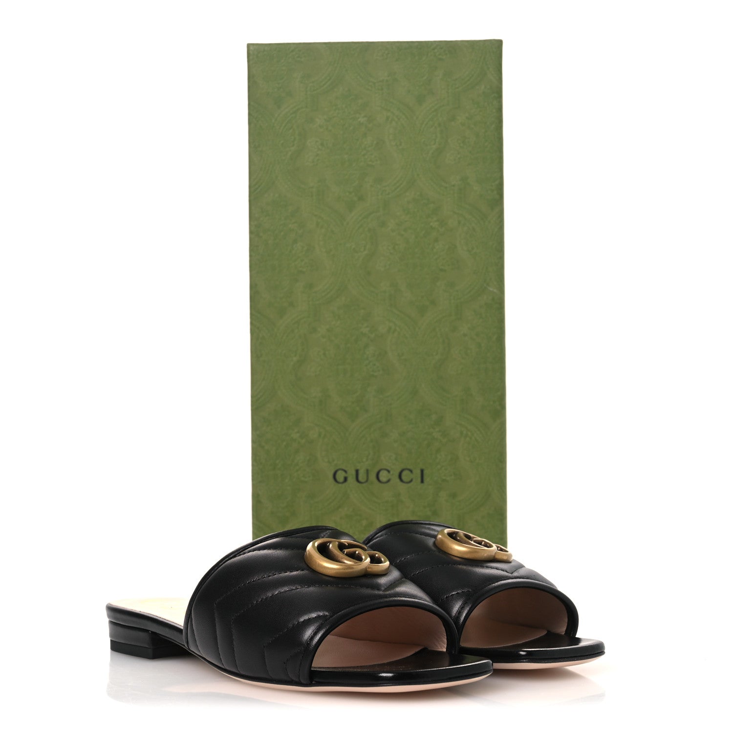 Nappa Matelasse GG Marmont Flat Slide Sandals 36.5 Black