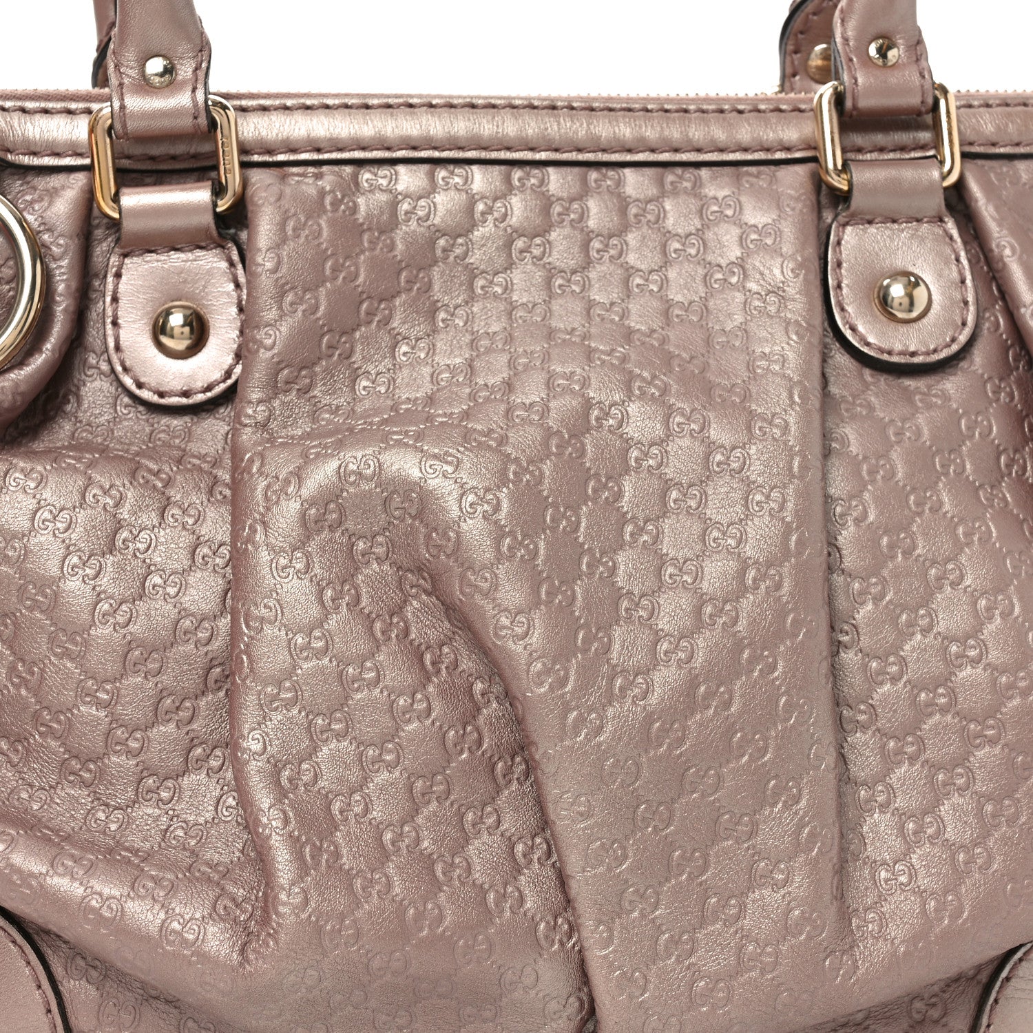 Metallic Microguccissima Medium Sukey Top Handle Bag Dark Cipria