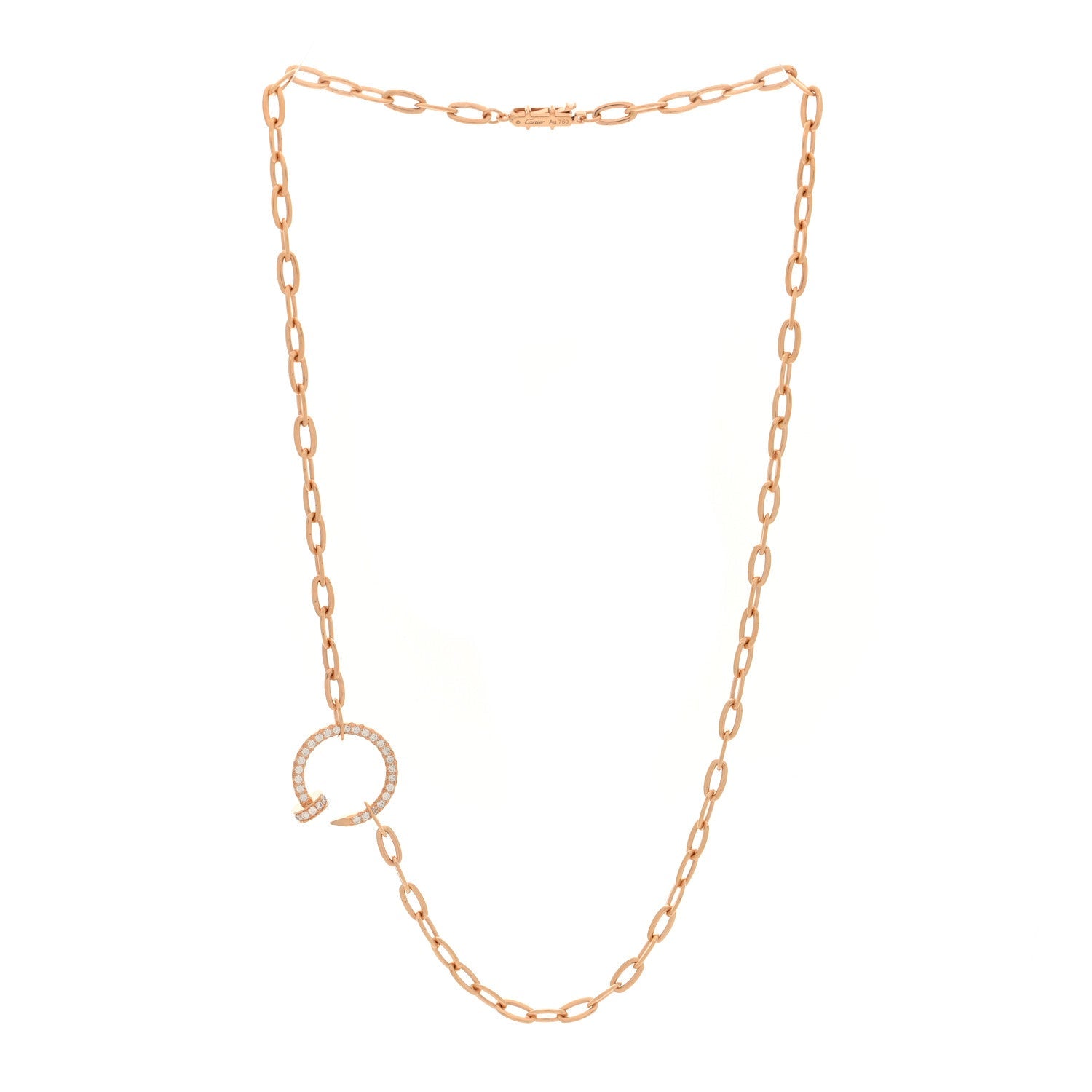 18K Pink Gold Diamond Juste Un Clou Chain Necklace