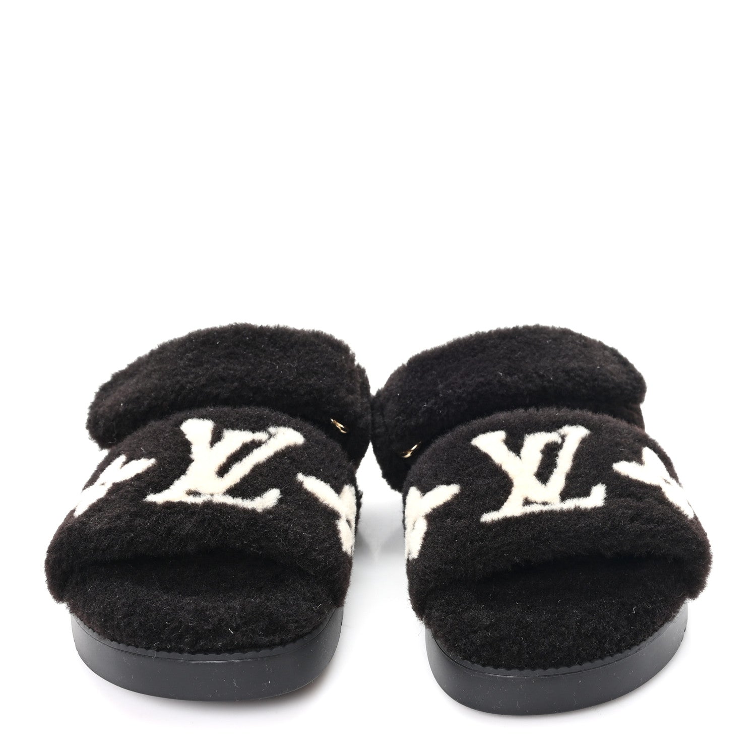 Shearling Monogram Giant LV Sunset Flat Comfort Mule 38 Brown