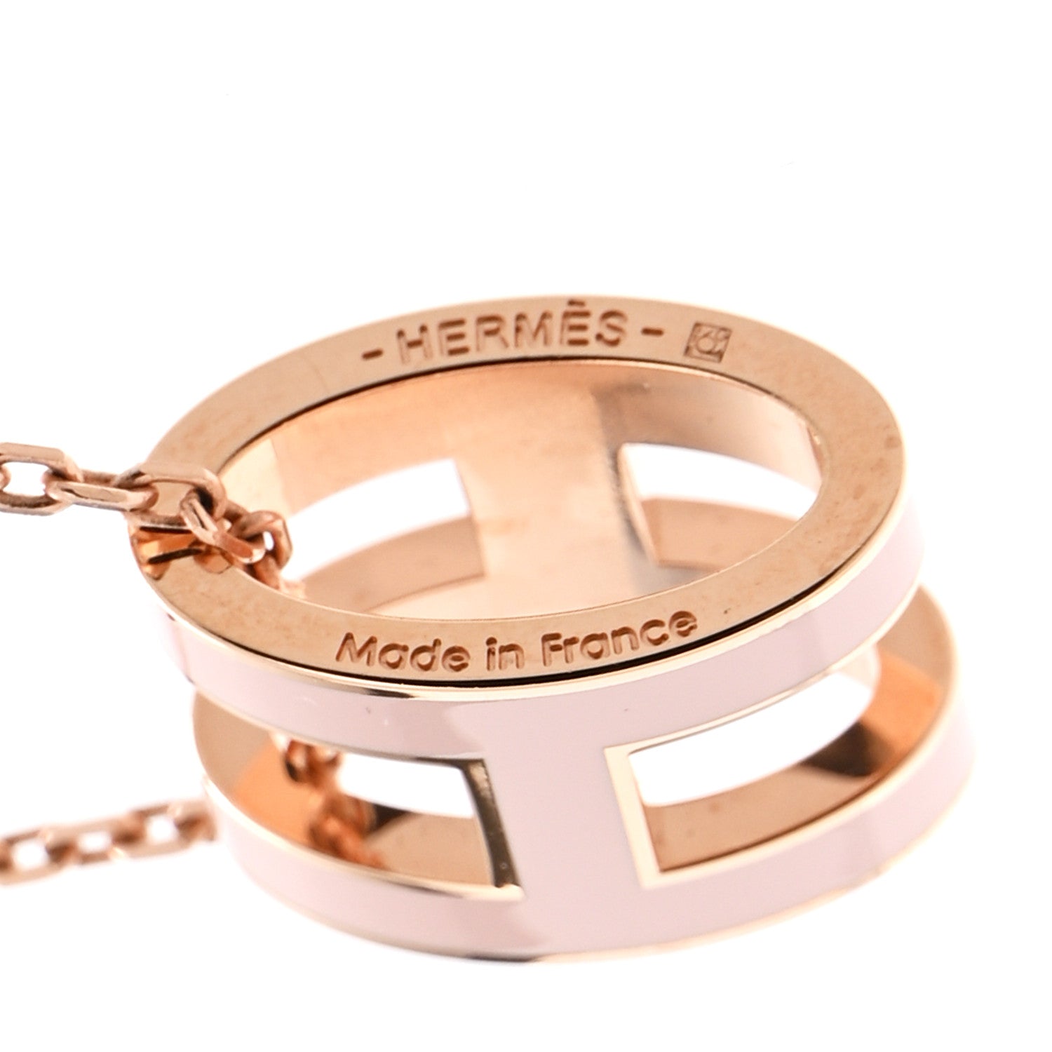 Lacquered Rose Gold Pop H Pendant Necklace Rose Dragee