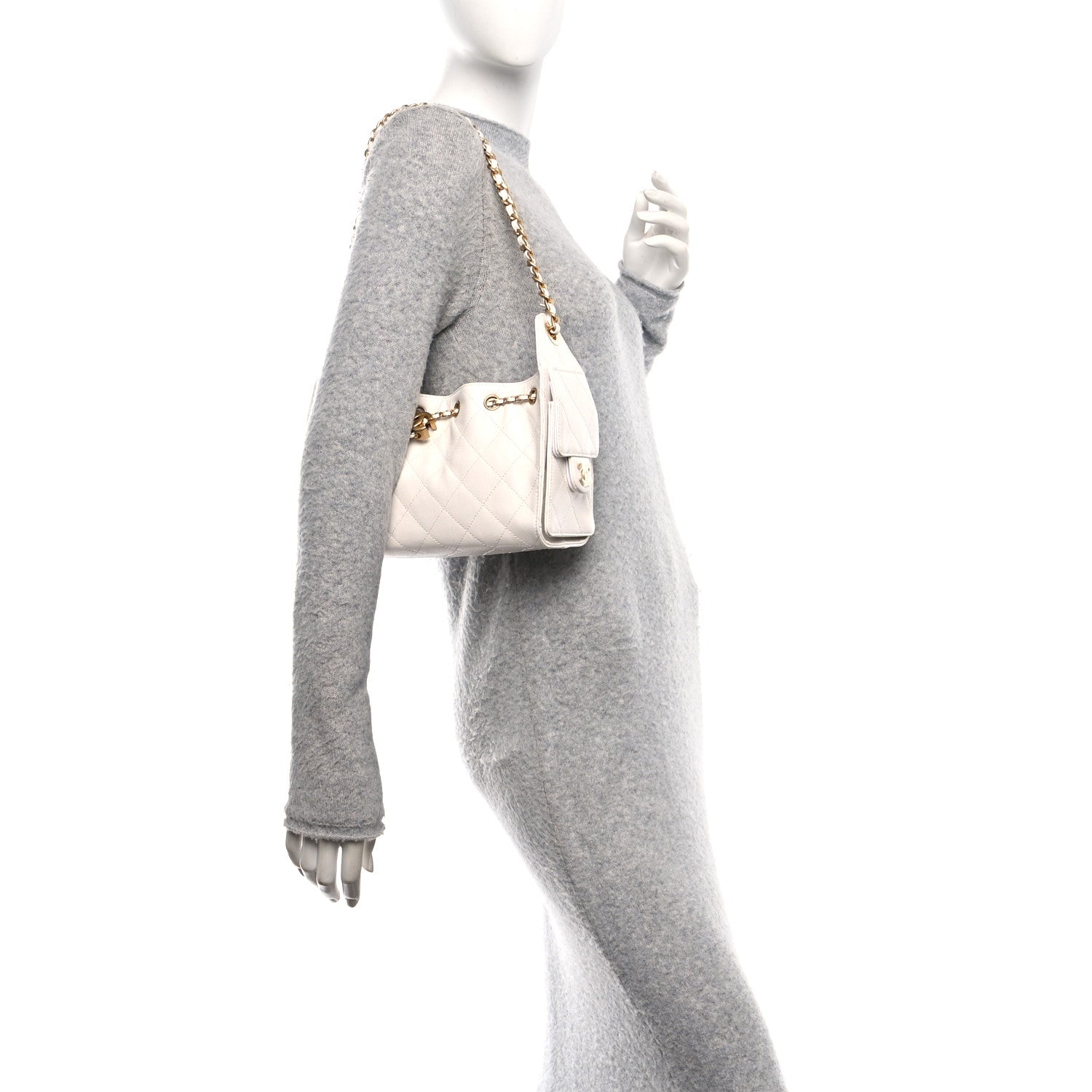 Caviar Quilted Mini Chanel 25 Handbag White