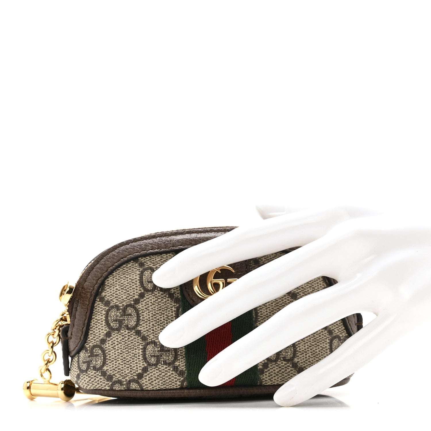 GG Supreme Monogram Web Ophidia Dome Key Pouch Beige New Acero