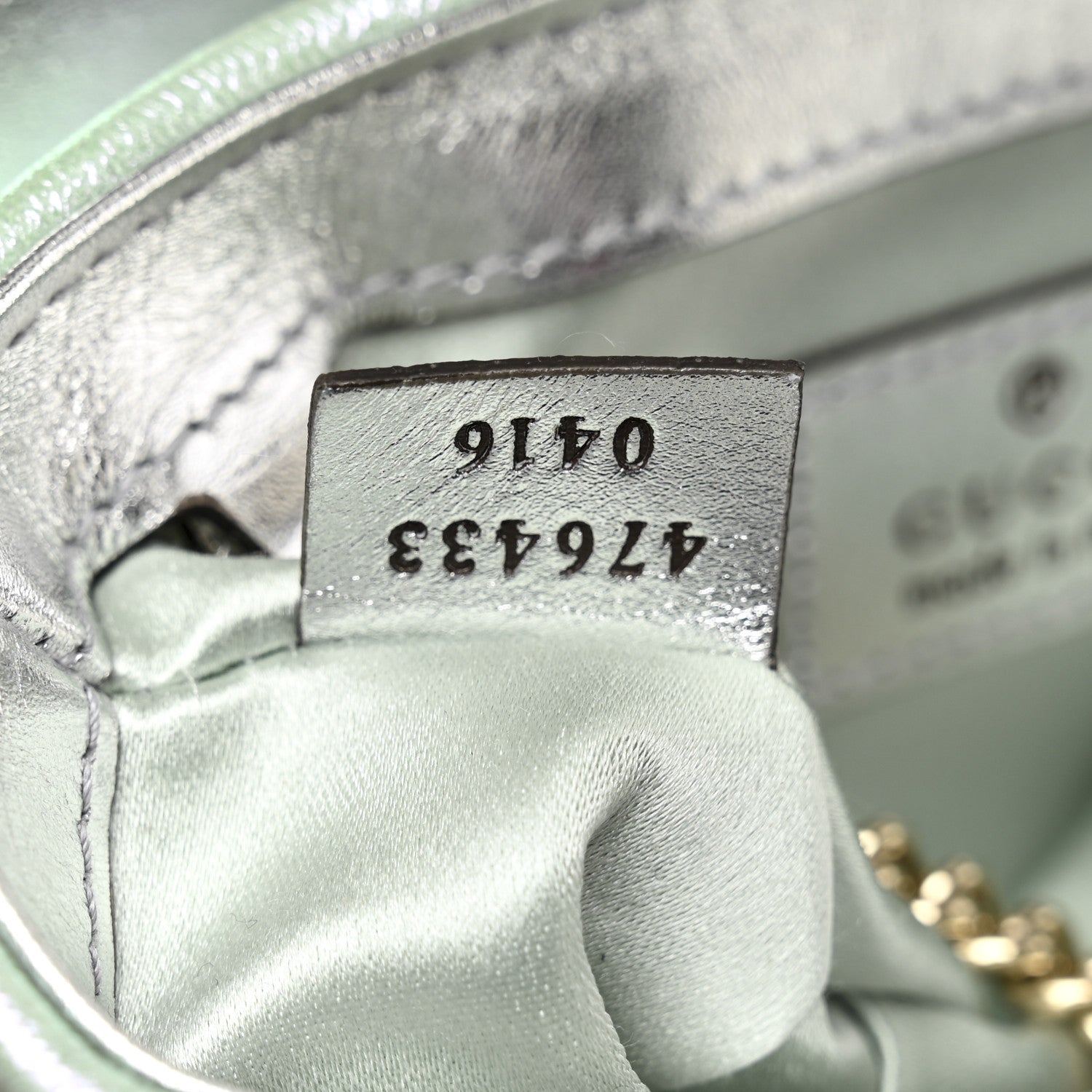 Iridescent Nappa Chevron Matelasse Super Mini GG Marmont Shoulder Bag Iridescent Snow Light Blue