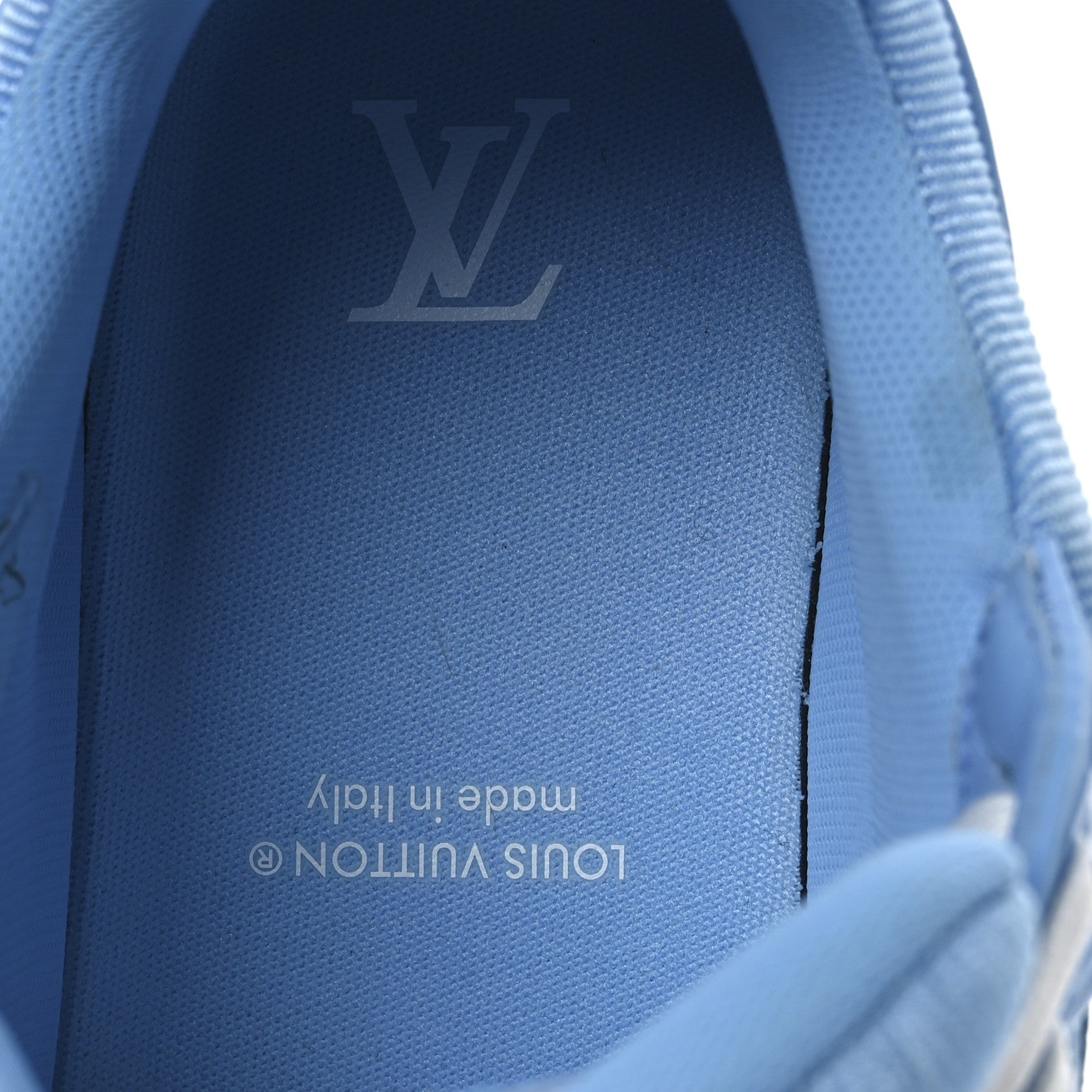 Calfskin Embossed Monogram Mens LV Trainer Sneakers 6 Blue