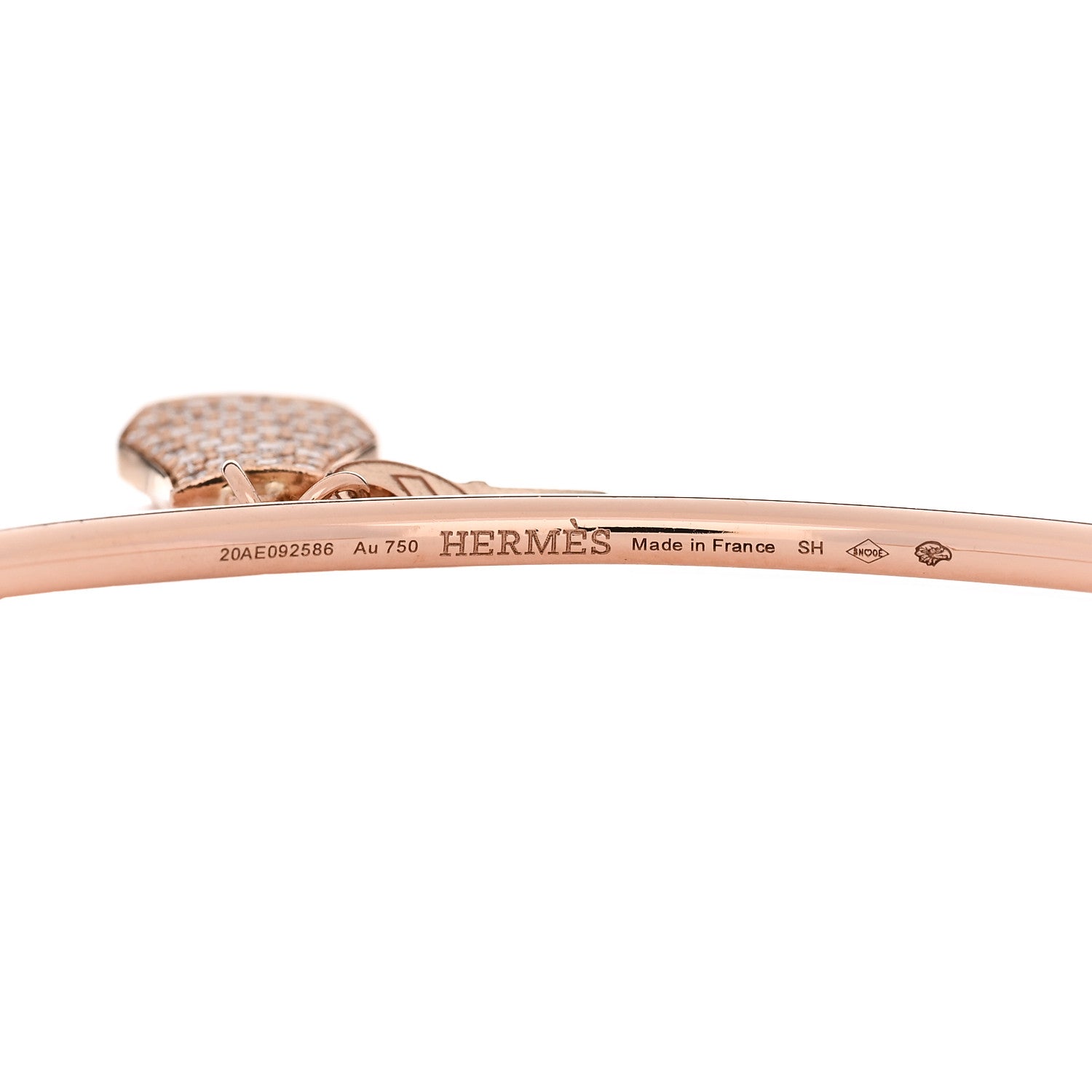 18K Rose Gold Diamond Kelly Clochette Cuff Bracelet SH