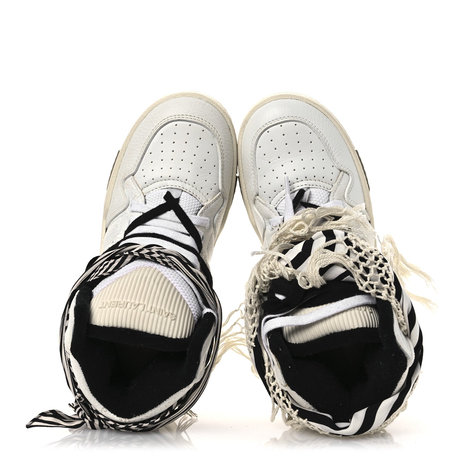 Calfskin Smith High Top Sneakers 36 White Black