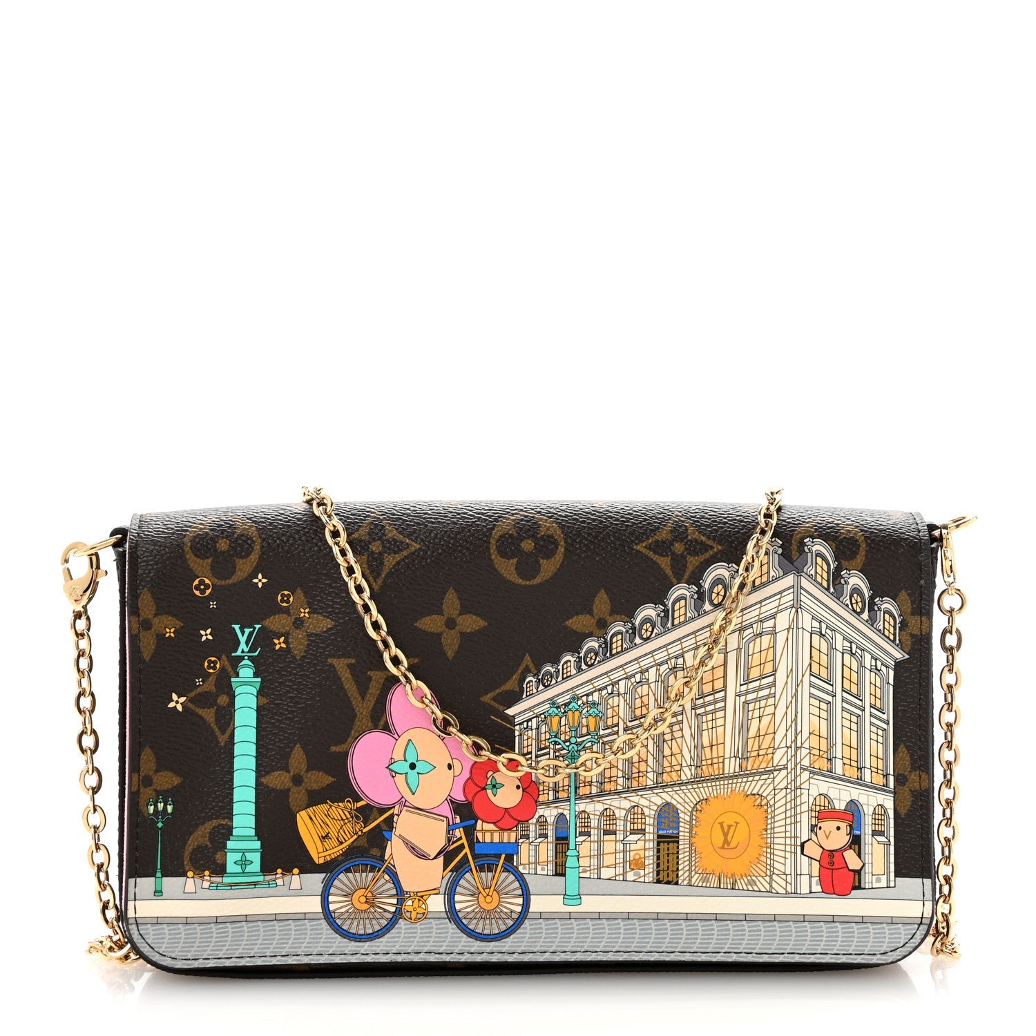 Monogram 2022 Christmas Animation Paris Pochette Felicie Chain Wallet Pink
