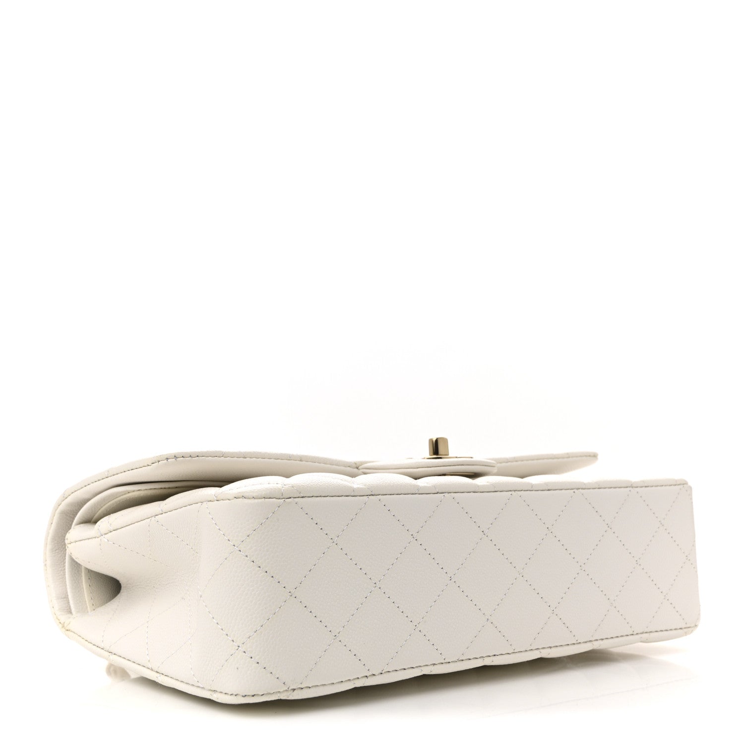 Caviar Quilted Medium Double Flap White