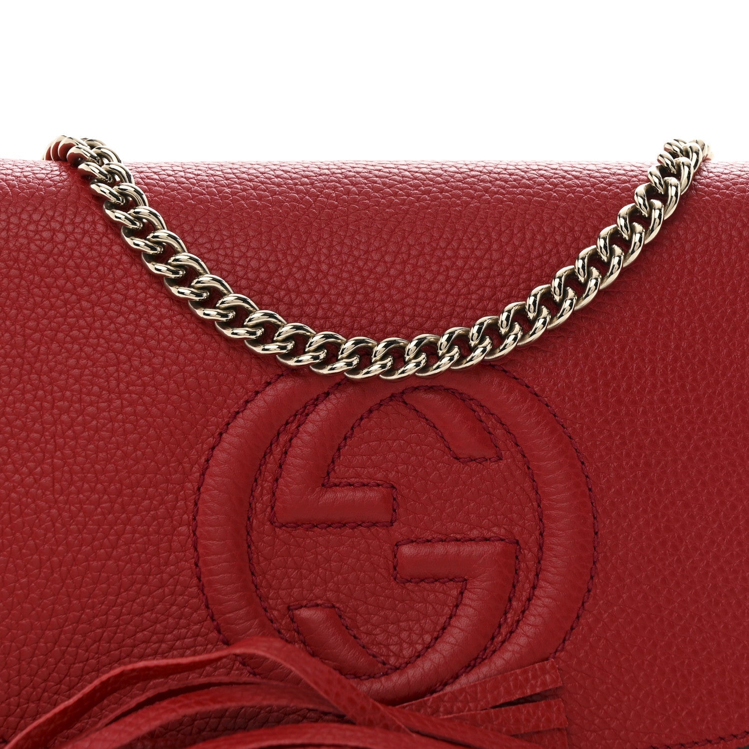 Pebbled Calfskin Medium Soho Flap Crossbody Vibrant Red
