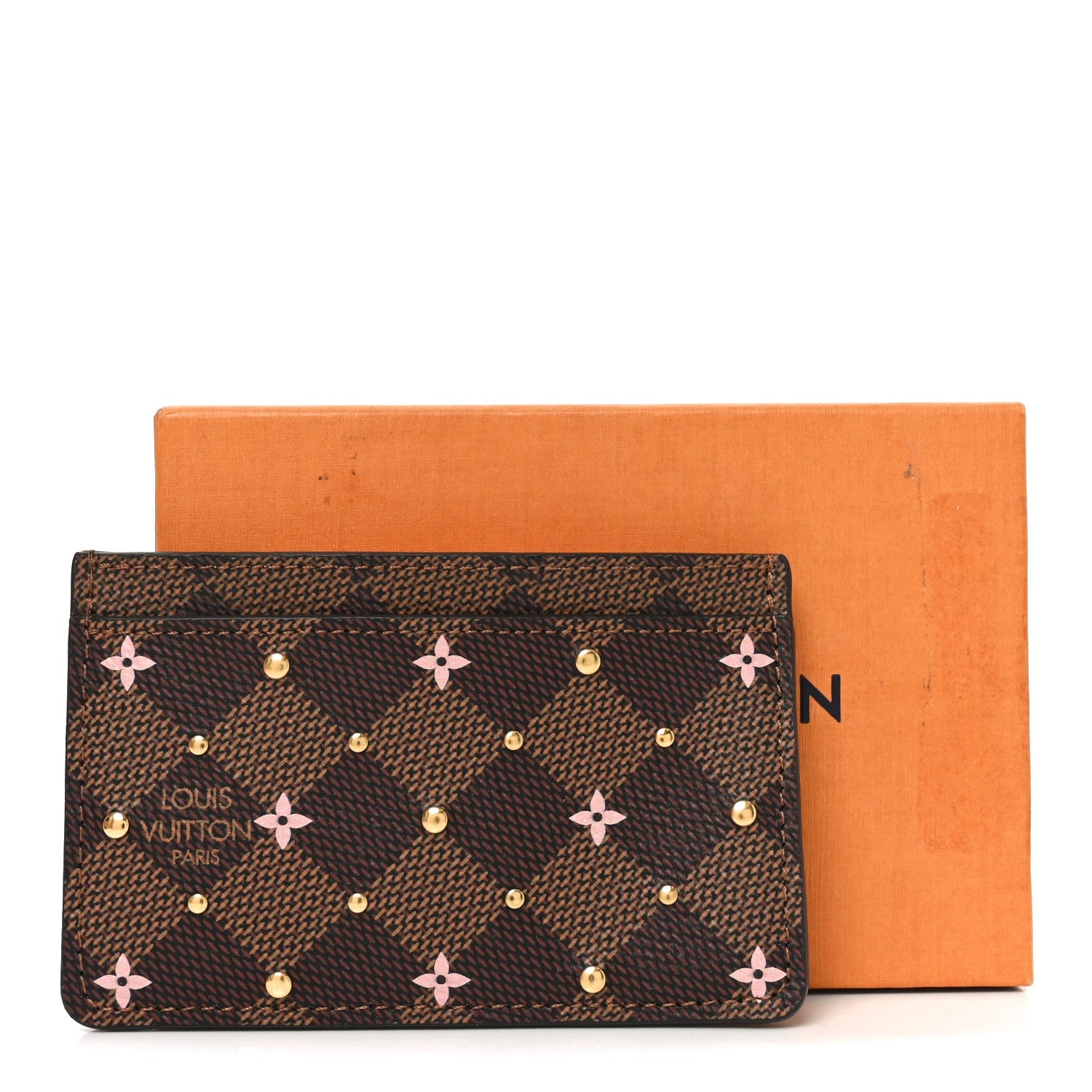 Damier Ebene Studded Card Holder