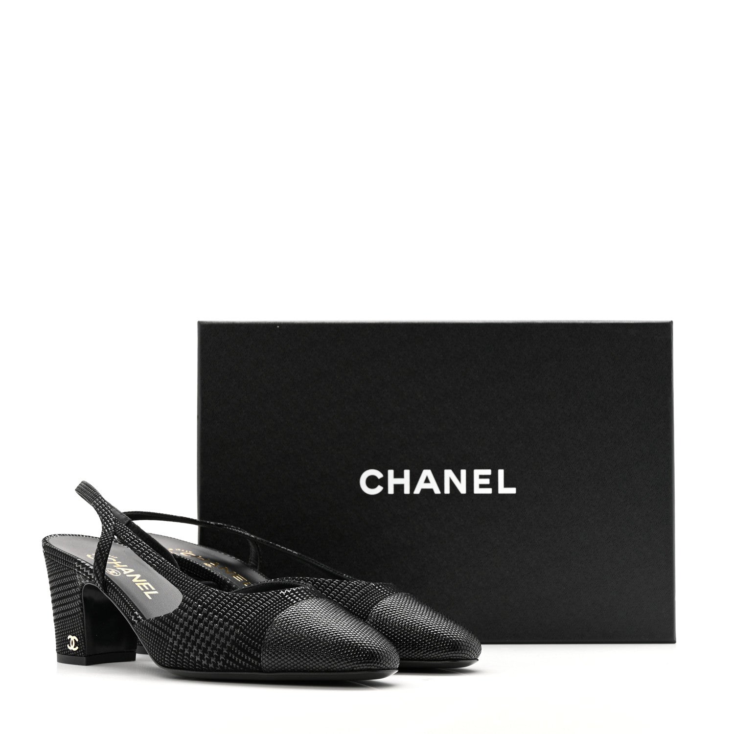 Suede Kidskin Cap Toe CC Slingback Pumps 39 Black