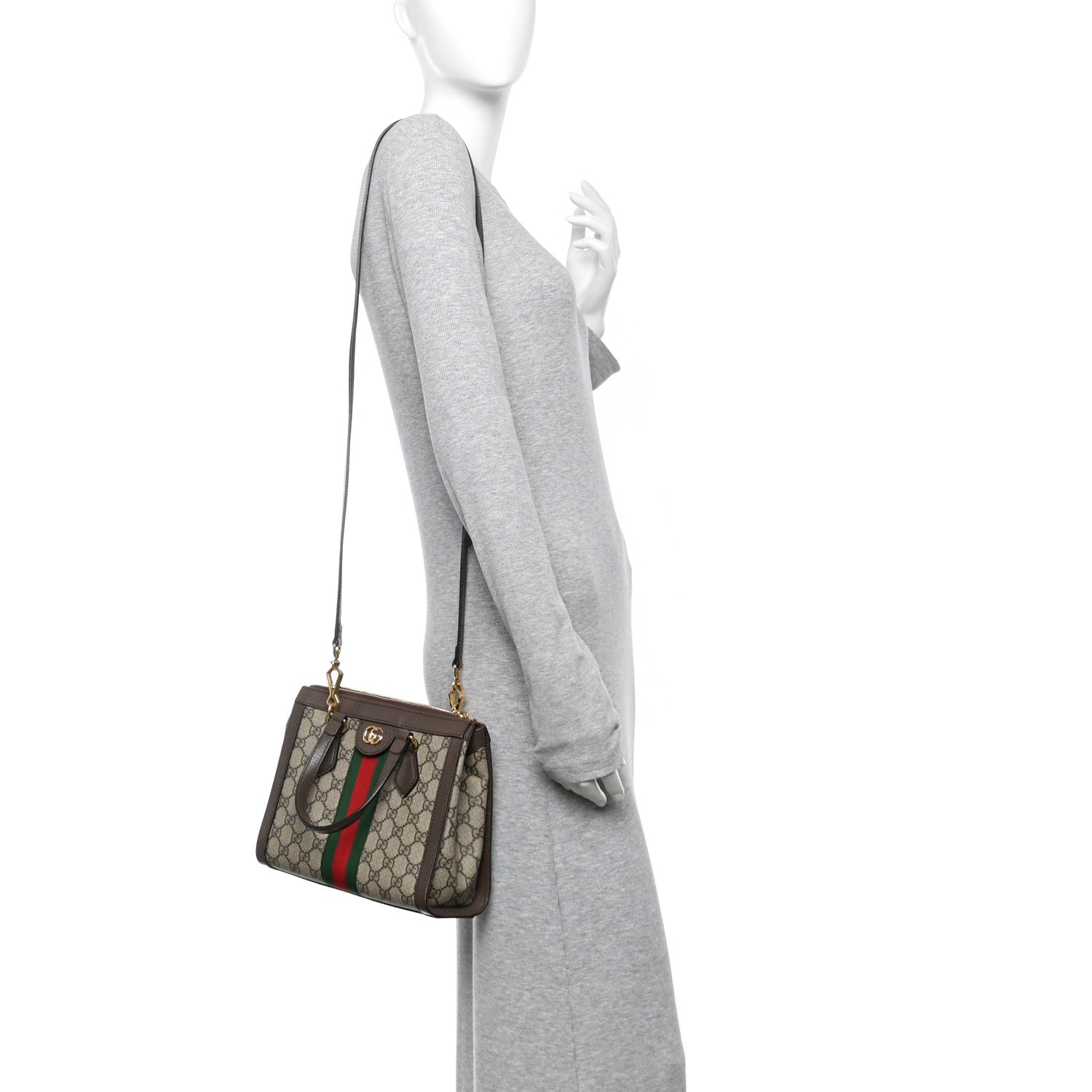 GG Supreme Monogram Small Ophidia Tote Bag Brown