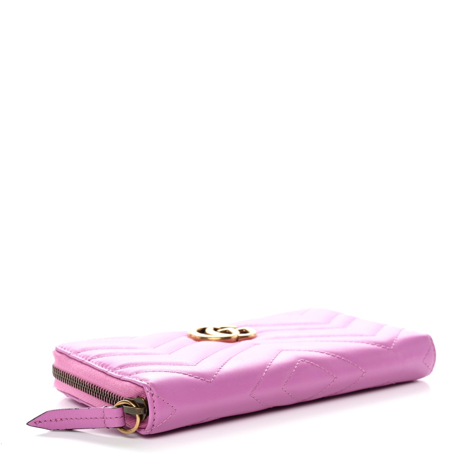 Calfskin Matelasse GG Marmont Zip Around Wallet Pink